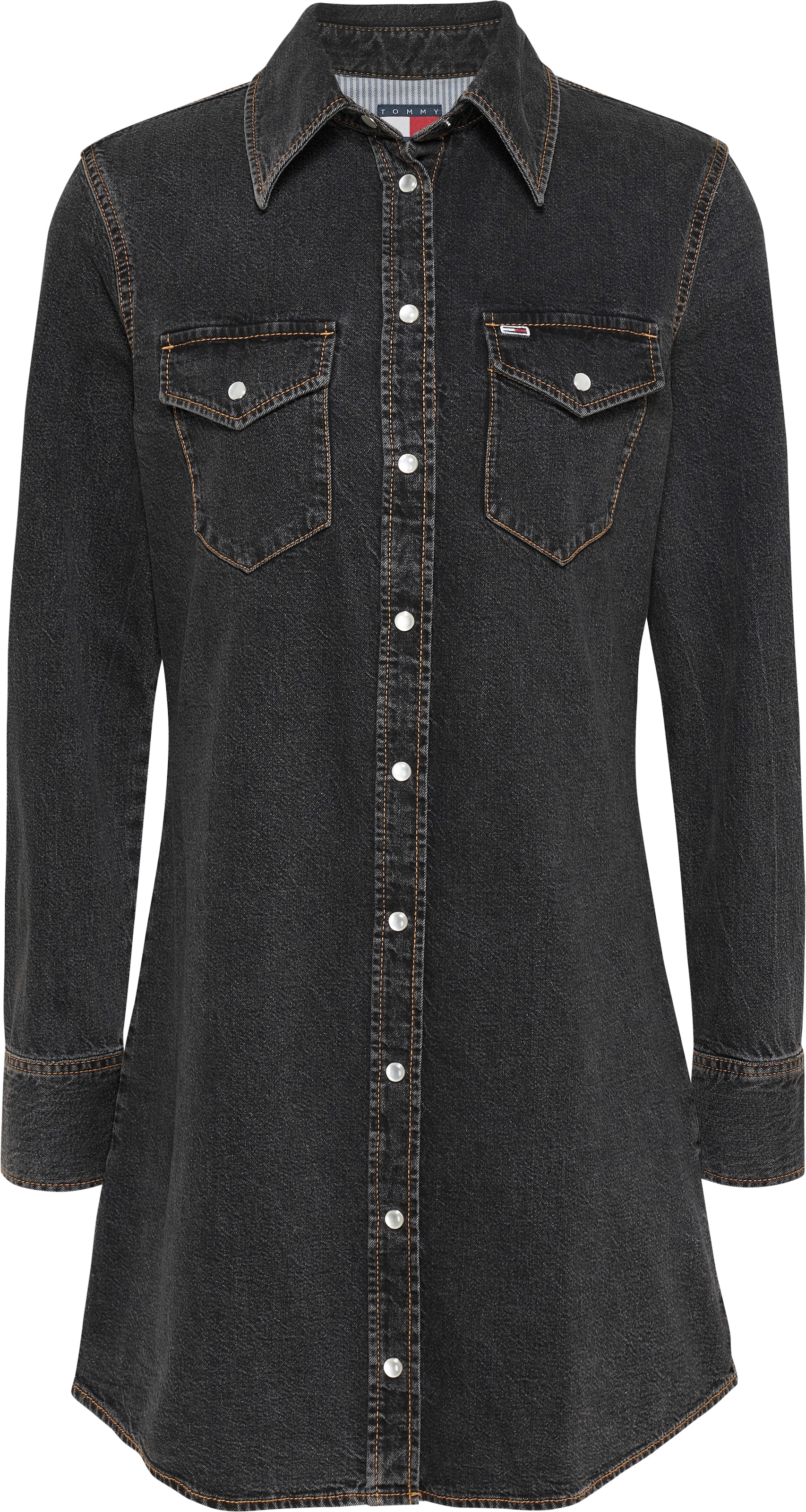 Tommy Jeans Jeanskleid »RGLR WESTERN DRESS WASHED BLACK«, mit Rinsed-Waschung