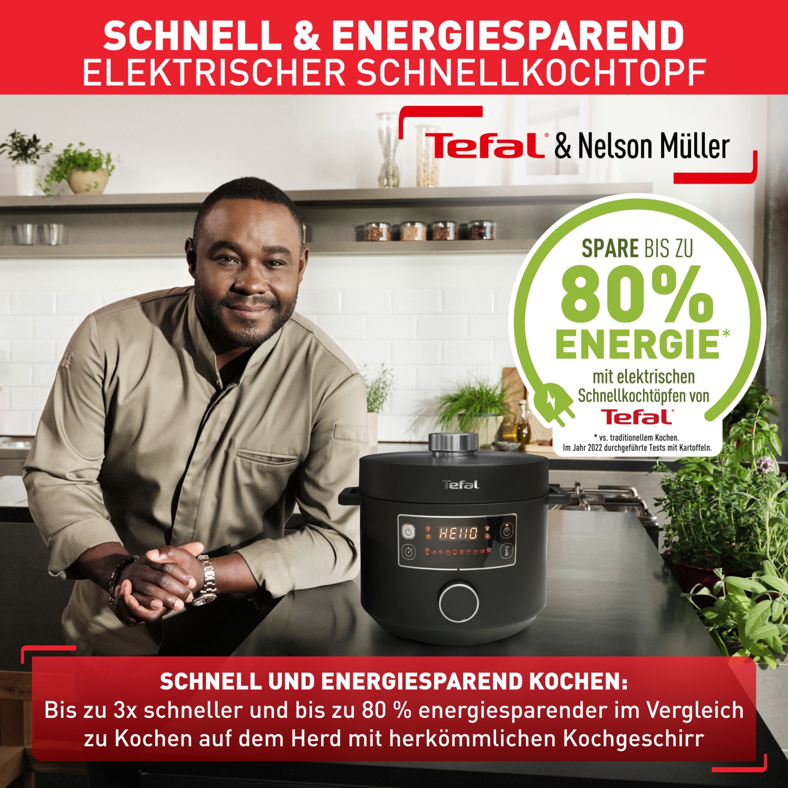 Tefal Multikocher »CY7548 Turbo Cuisine«, elektrischer Schnellkochtopf, 10 automatische Programme, vielseitig