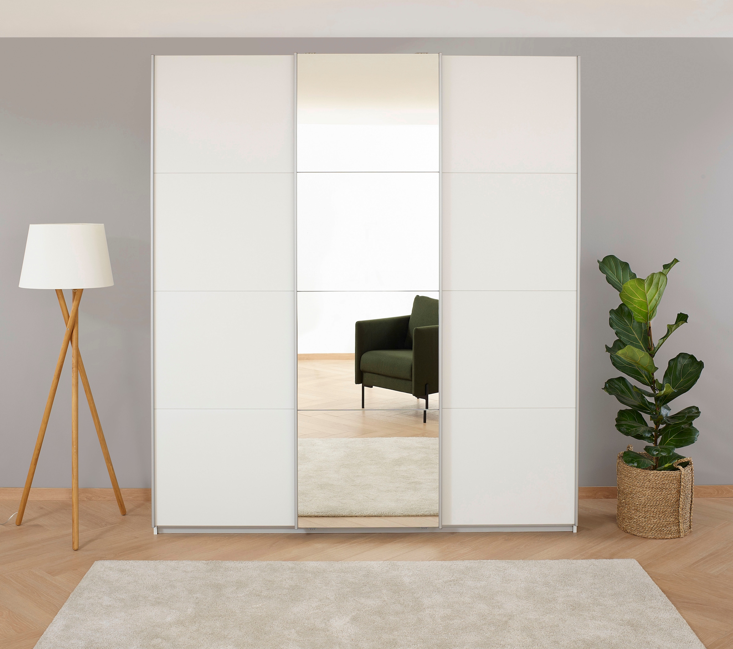 rauch Schwebetürenschrank »Kleiderschrank Schrank Garderobe BESTSELLER KOLUNA mit Spiegel«, inkl. 2 Innenschubladen sowie extra Einlegeböden MADE IN GERMANY