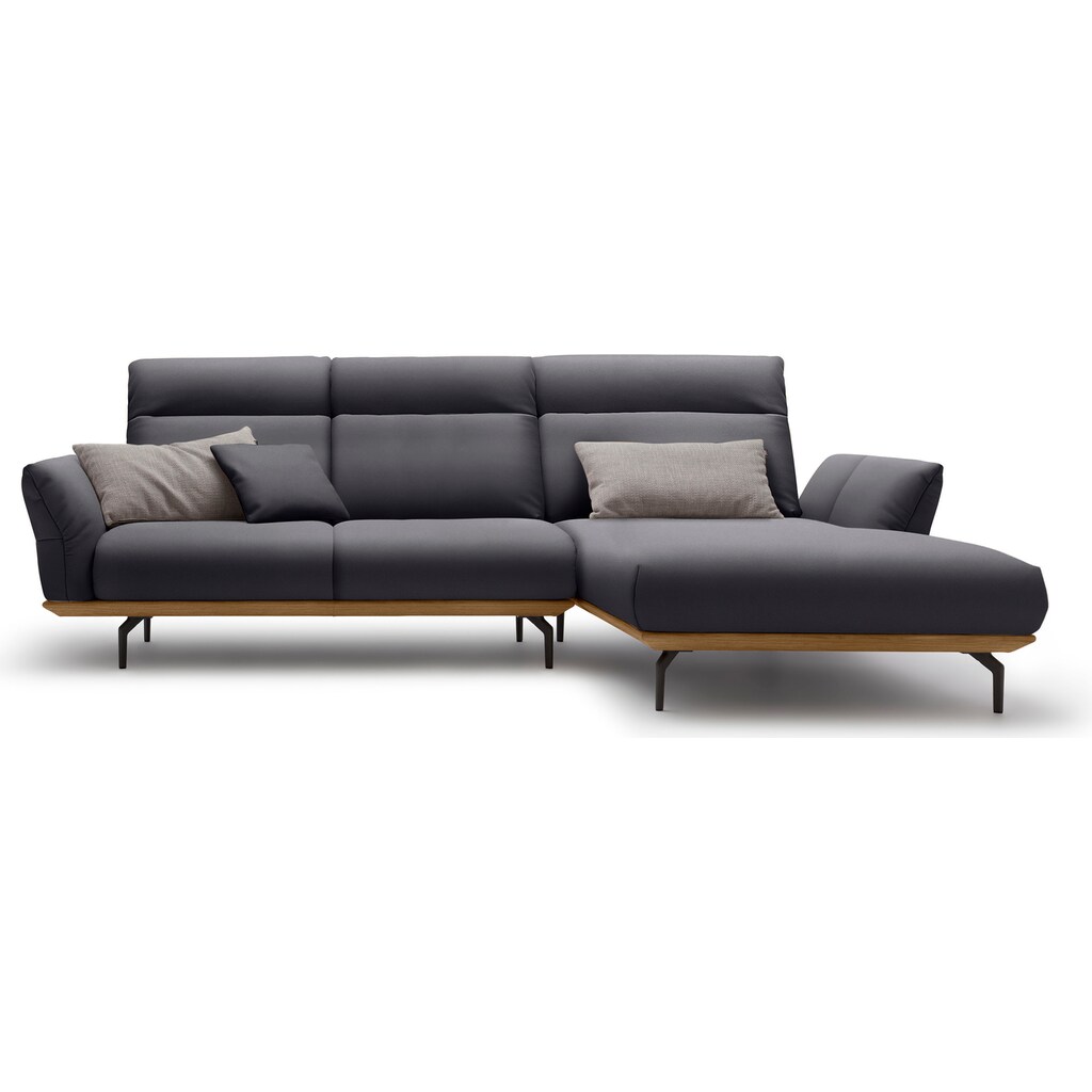 hülsta sofa Ecksofa »hs.460«, Sockel in Nussbaum, Winkelfüße in Umbragrau, Breite 298 cm