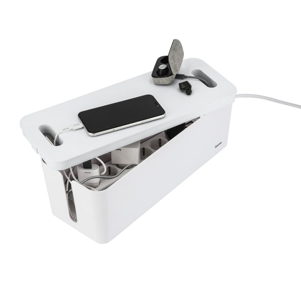 Hama Kabelbox »Kabelbox groß mit integrierter Kabelführung, für 6er Steckdosenleiste«, (1 tlg.), schlichtes Design, universelle Anwendung Schreibtisch, Farbe Weiß