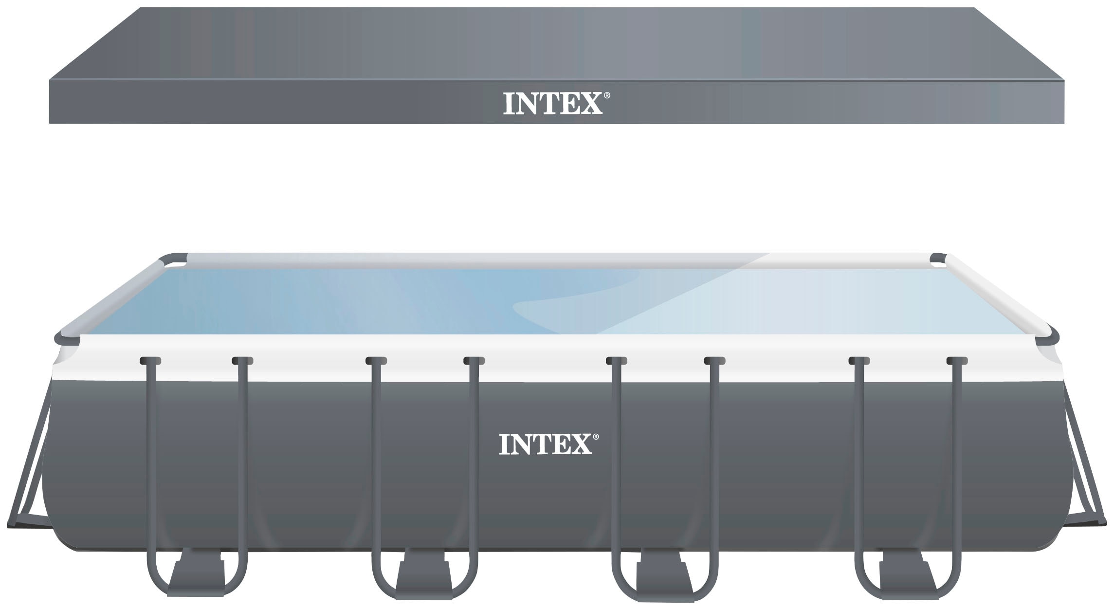 Intex Rechteckpool »»Framepool«549x274x132 cm«, (Set), inkl. Luftmatratze Rainbow Seashell Float