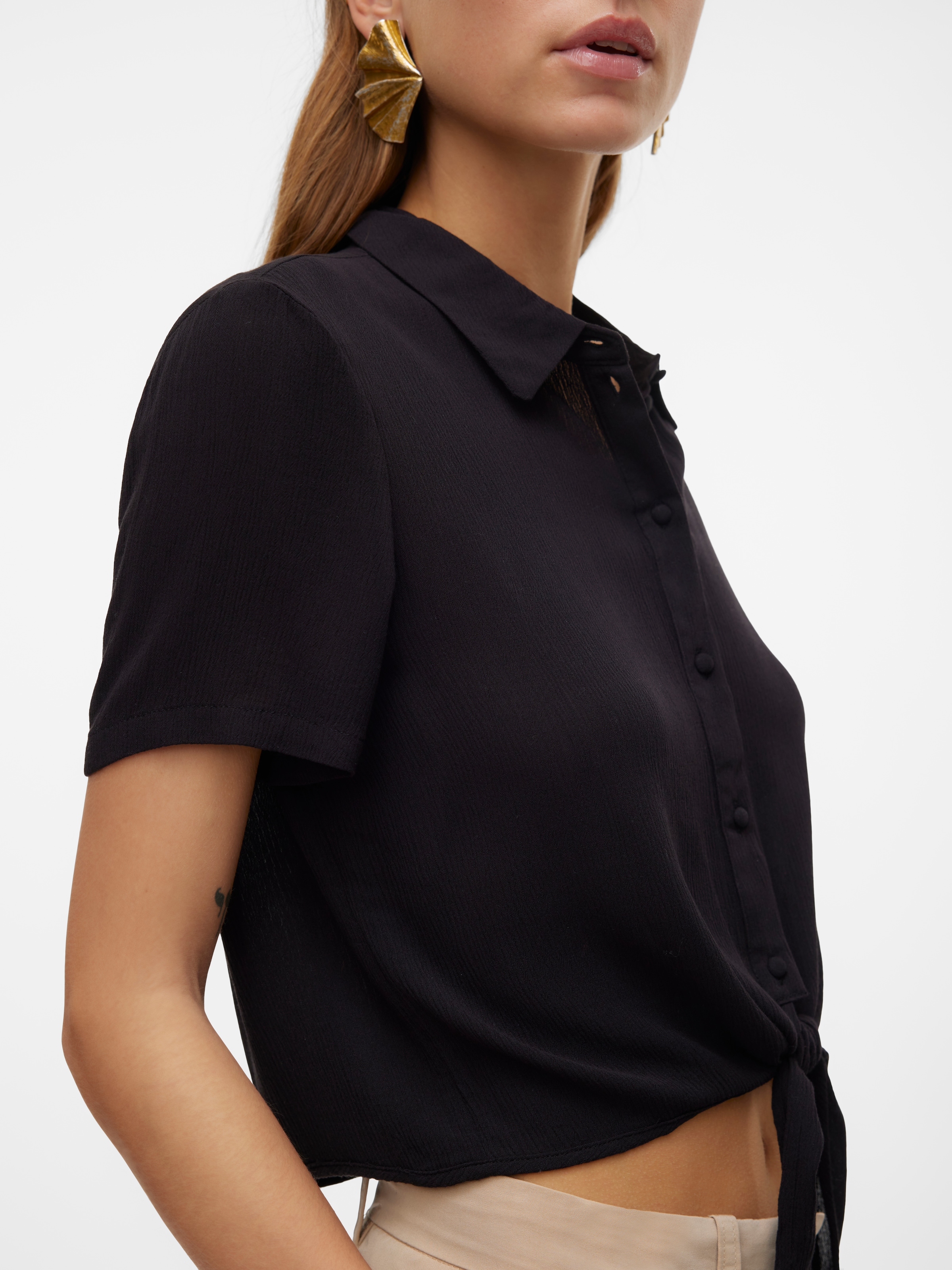 Vero Moda Kurzarmbluse »VMMENNY TIE SS SHIRT WVN GA« Viskose, relaxed fit