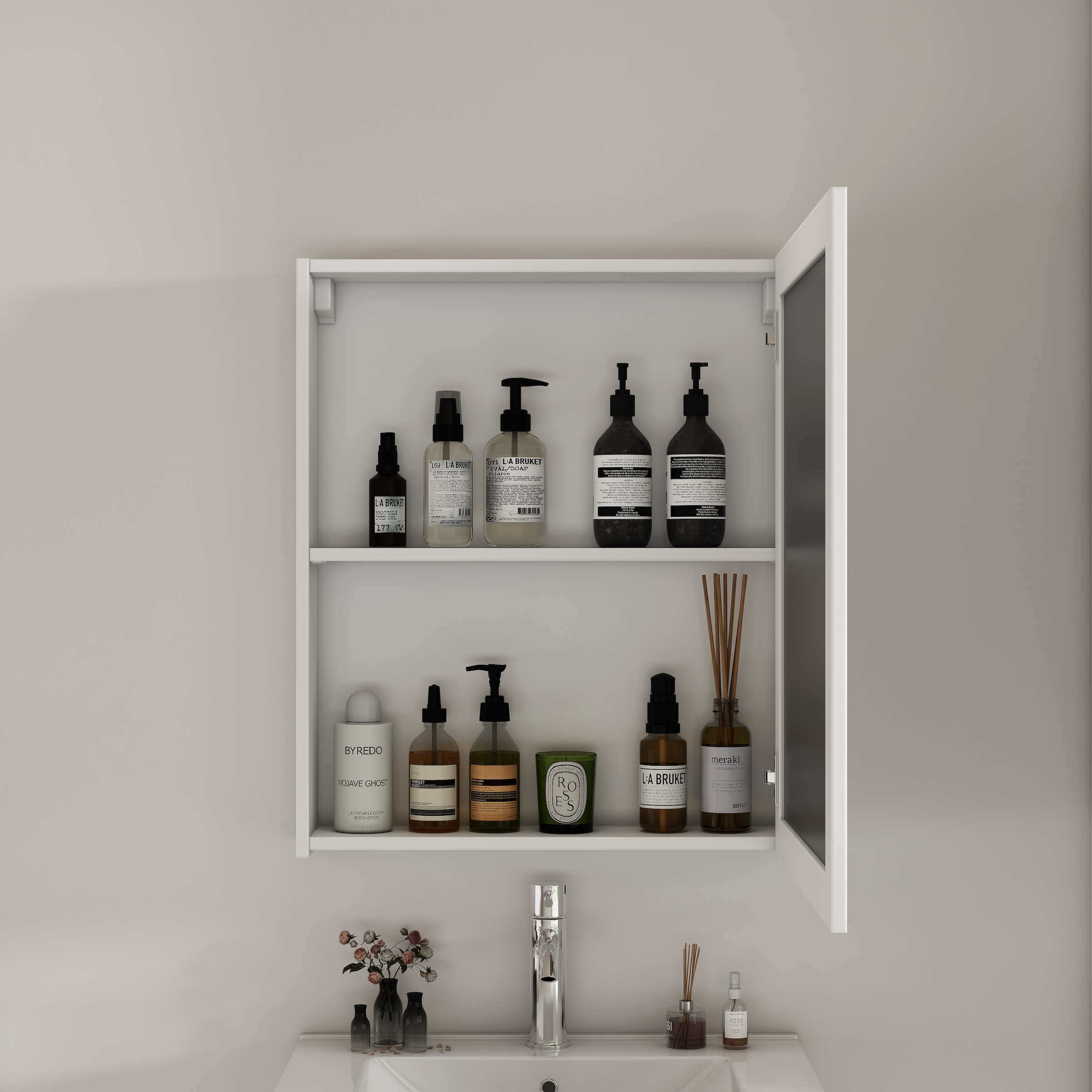 welltime Spiegelschrank »AMSTERDAM« platzsparender Spiegelschrank mit individuell verstellbarem Regalboden