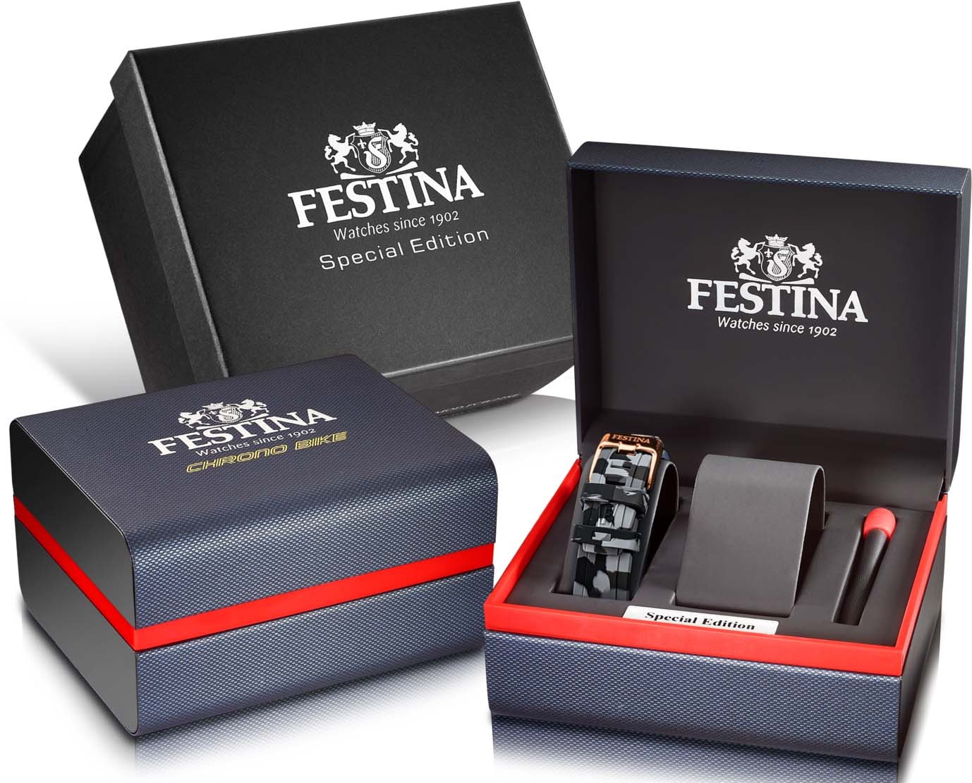 Festina Chronograph »Chrono Bike - Special Edition«, (Set, 3 tlg., mit Wechselband aus Kautschuk und Werkzeug), Armbanduhr, Quarzuhr, Herrenuhr, Stoppfunktion, ideal als Geschenk