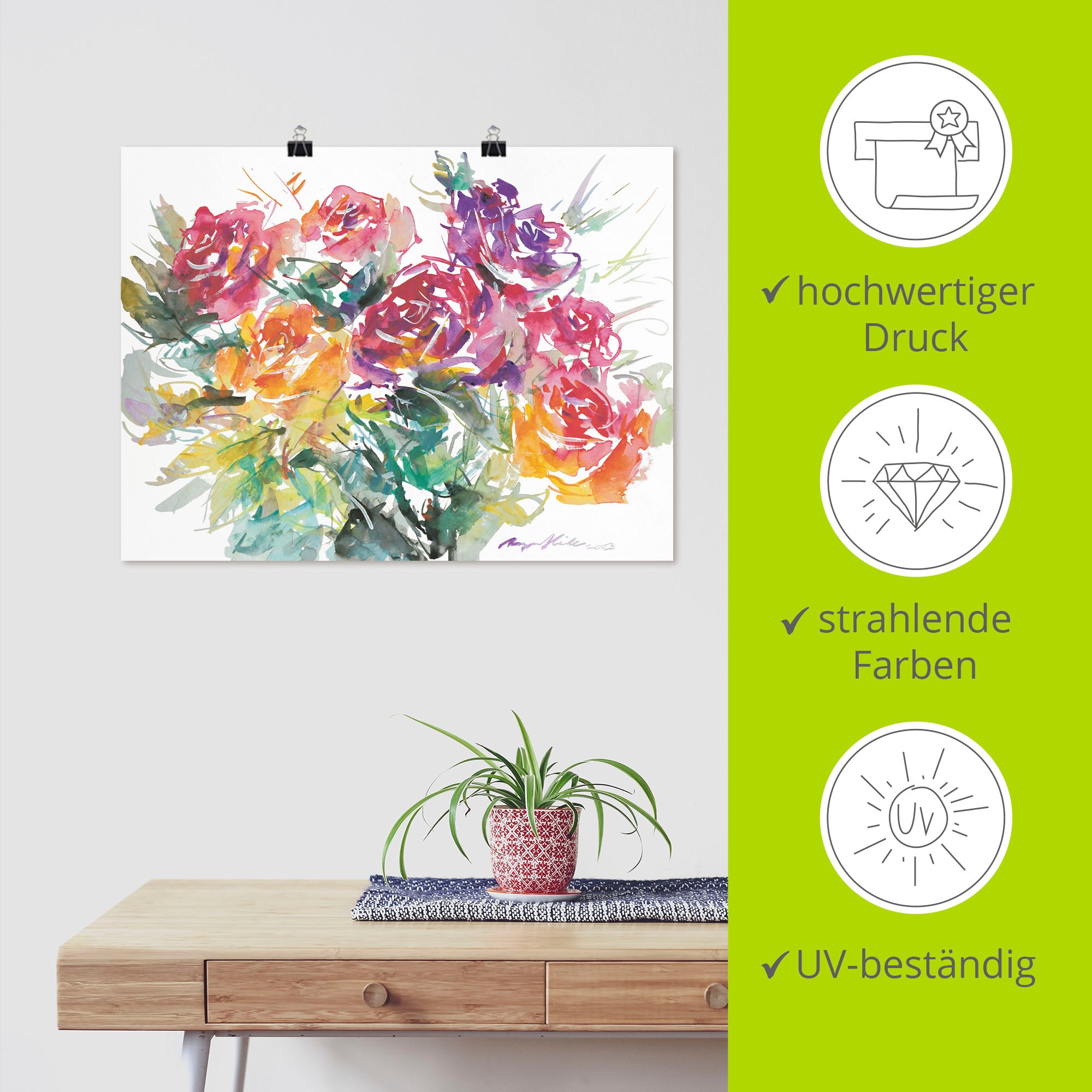 Artland Wandbild »Rosenstrauß«, Blumen, (1 St.), als Leinwandbild, Poster in verschied. Größen