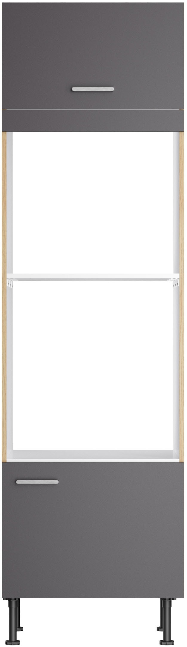 KOCHSTATION Mikrowellenumbauschrank »KS-Lucy« Breite 60 cm, mit 1 Tür, 1 Klappe, Soft-Close, höhenverstellbare Füße