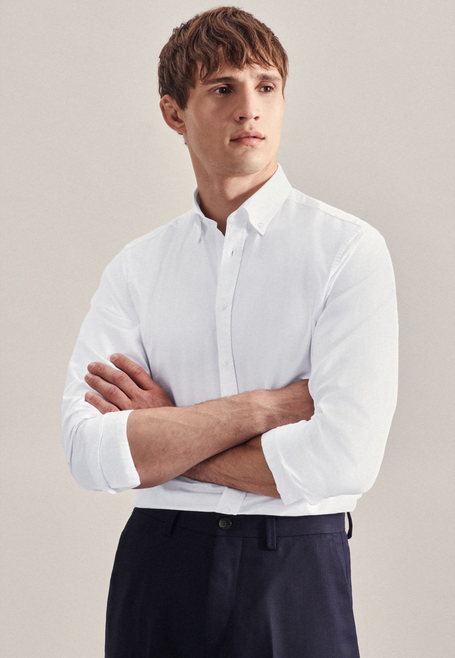 seidensticker Businesshemd »Regular«, Regular Langarm Button-Down-Kragen Uni