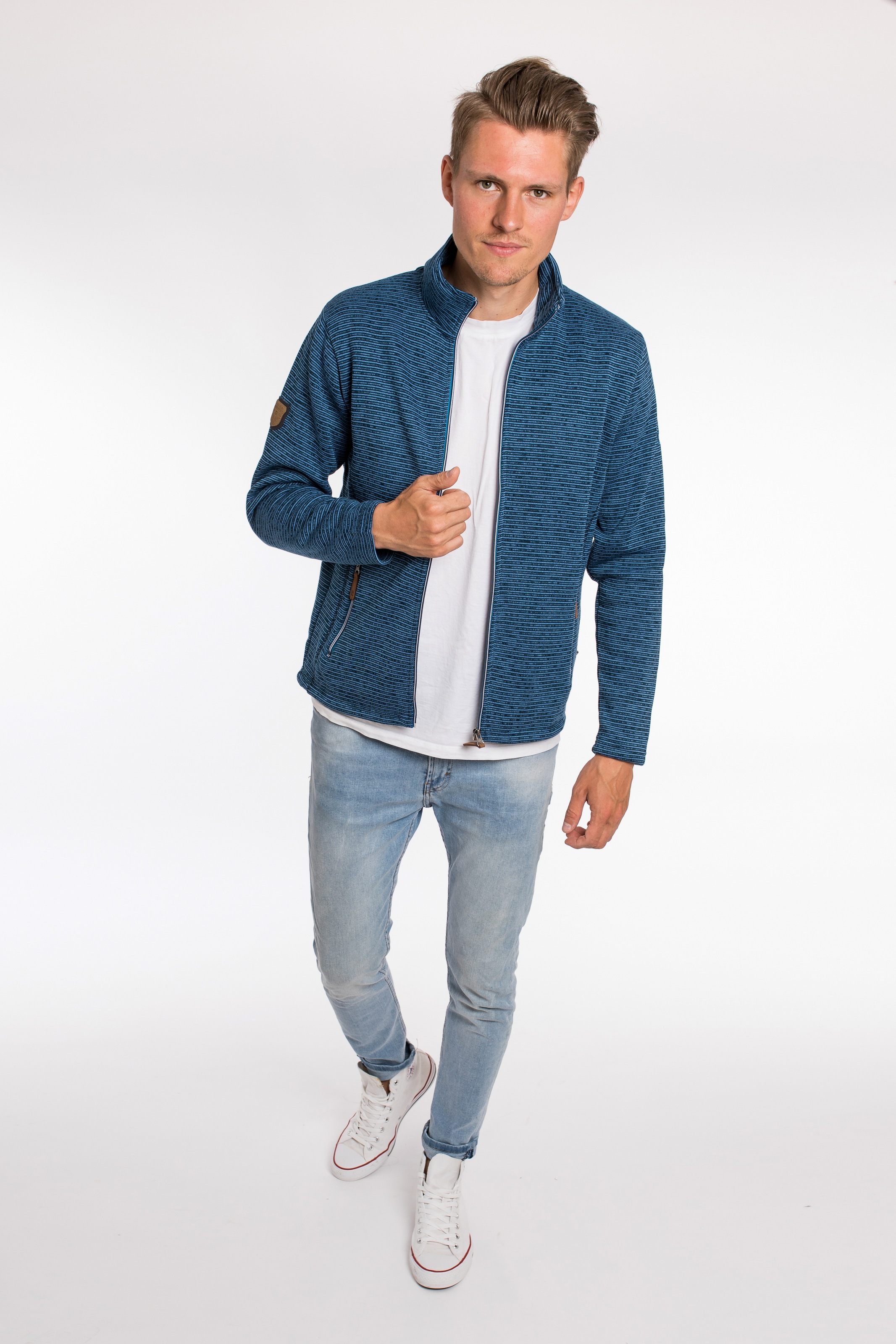 DEPROC Active Strickfleecejacke »LACEWOOD MEN«, Kontrastreissverschluss