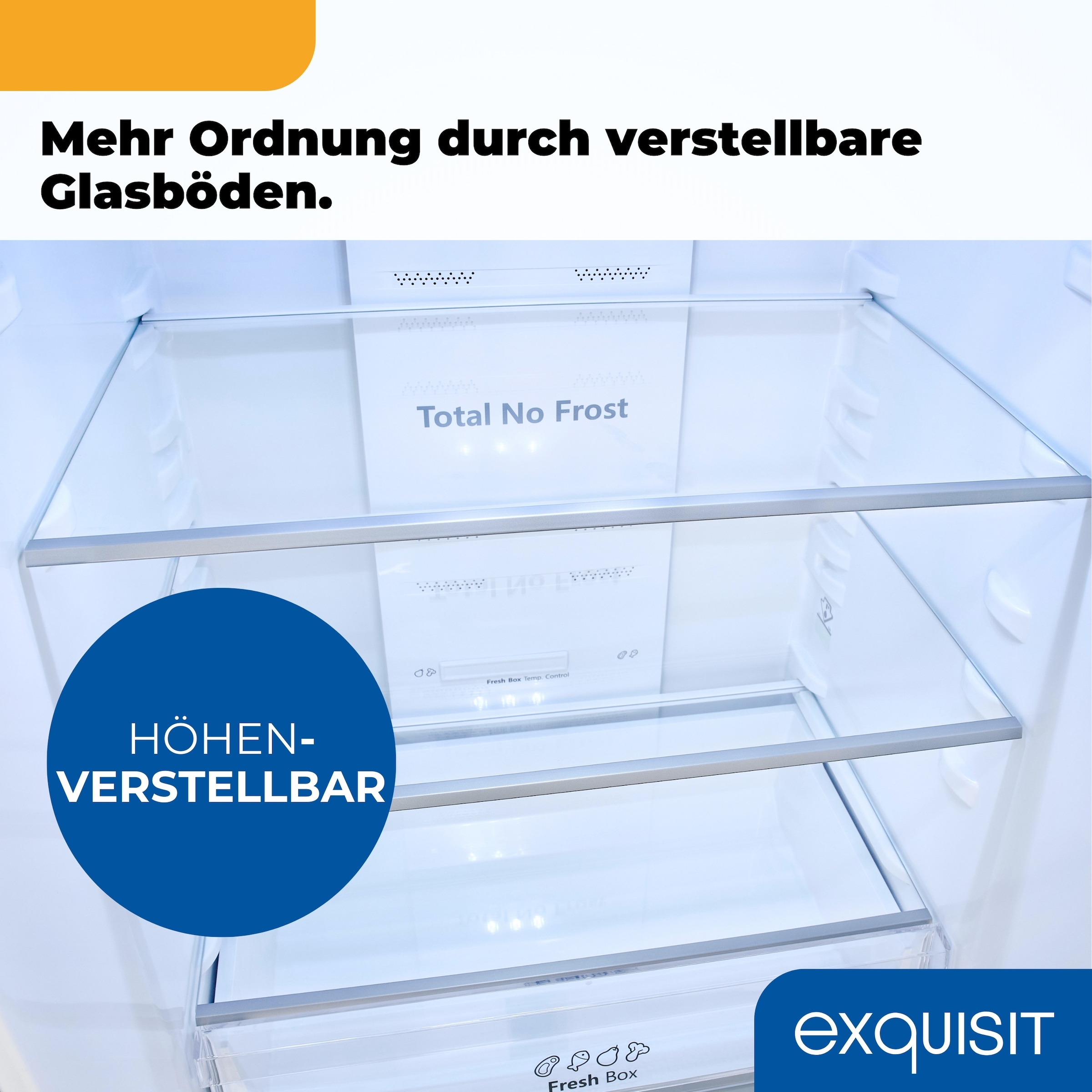 exquisit Kühl-/Gefrierkombination KGC320-100-NF-010A inoxlook »KGC320-100-NF-010A« 188 cm hoch 59,5 cm breit Flexibel & übersichtlich: Kühl-Gefrier-Kombi mit No-Frost & LED