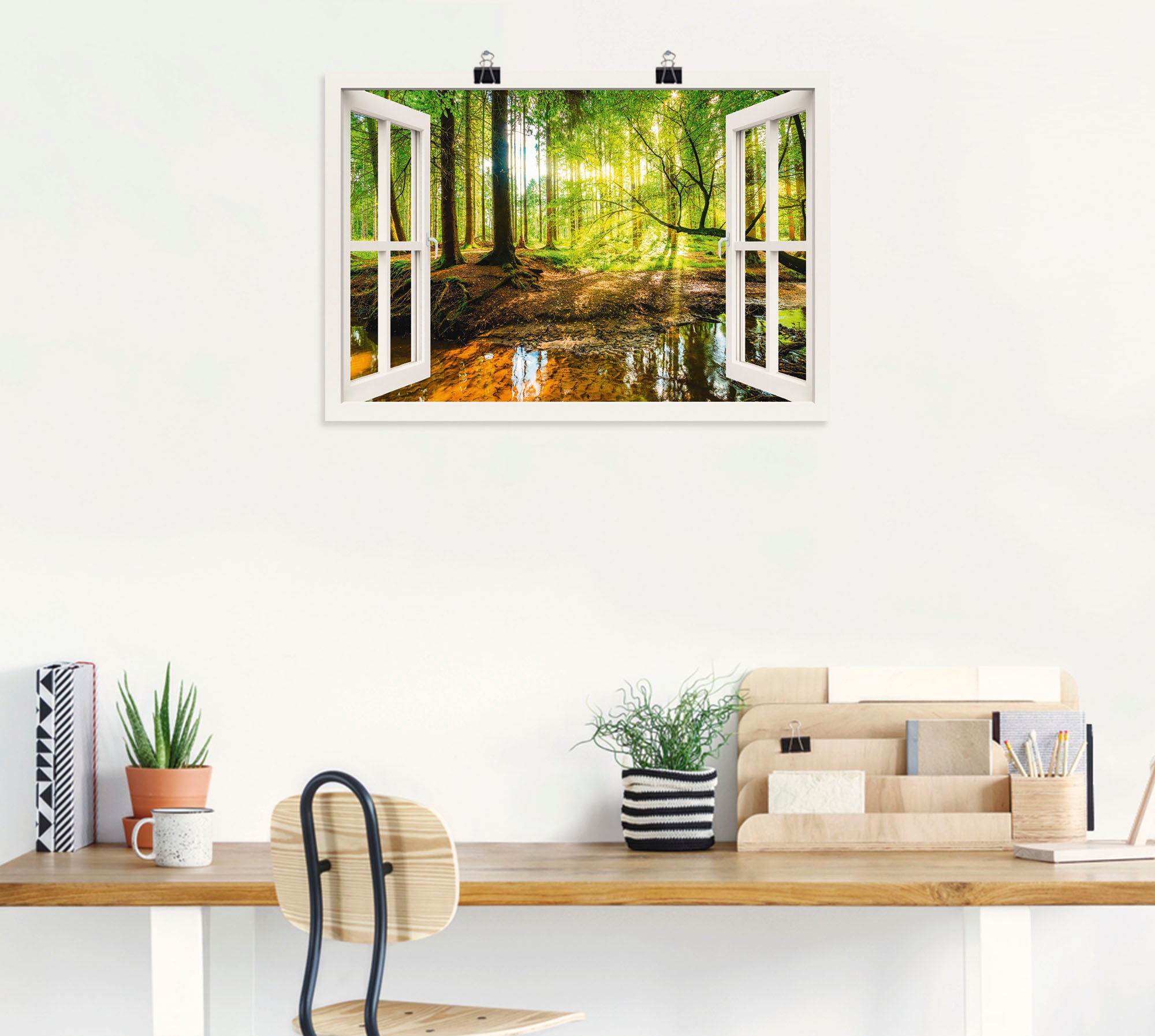 Artland Wandbild »Fensterblick - Wald mit Bach« Wald 1 Stk. tlg. als Leinwandbild, Poster, Wandaufkleber in verschied. Größen
