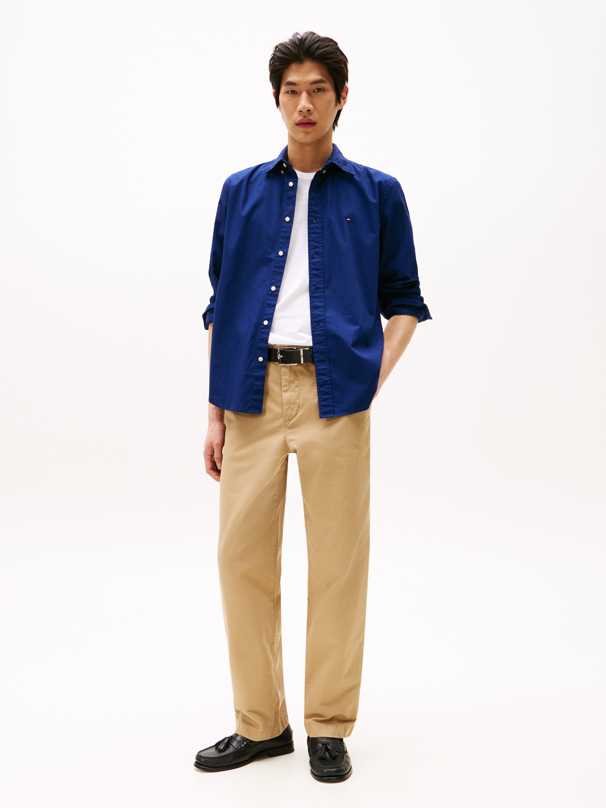 Tommy Hilfiger Businesshemd »FLEX POPLIN SOLID RF SHIRT mit Button-down und Rückenfalte«, unifarben, klassisch, regular fit, Baumwolle, Kragen