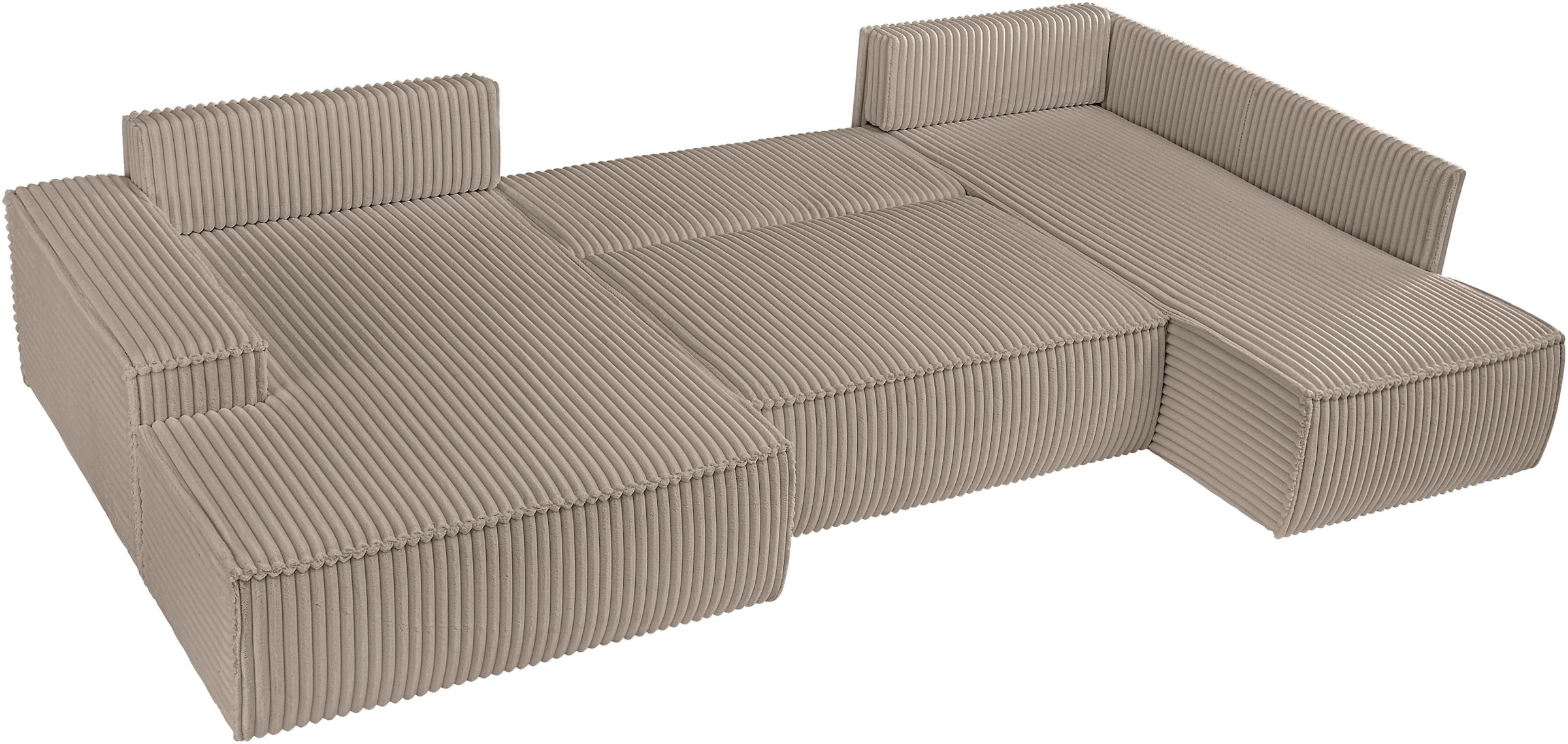 OTTO home Wohnlandschaft »FINNLEY  Cord U-Form XXL 329 cm - OTTO. Verlässliche Qualität.« Schlafsofa, Bettkasten, in Bouclé, Struktur fein und Mega Cord