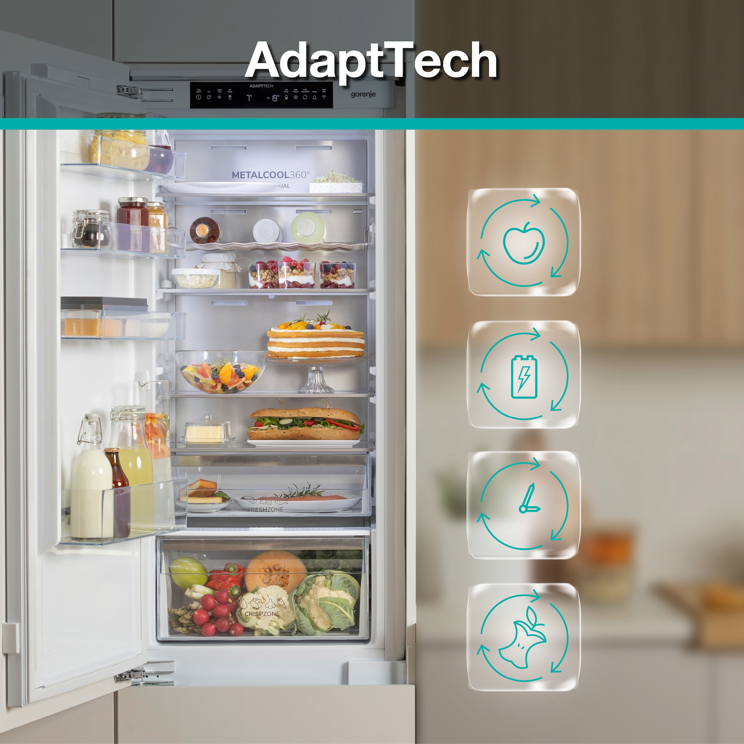 GORENJE Einbaukühlgefrierkombination »NRKI517D61WF« 177,2 cm hoch 54 cm breit