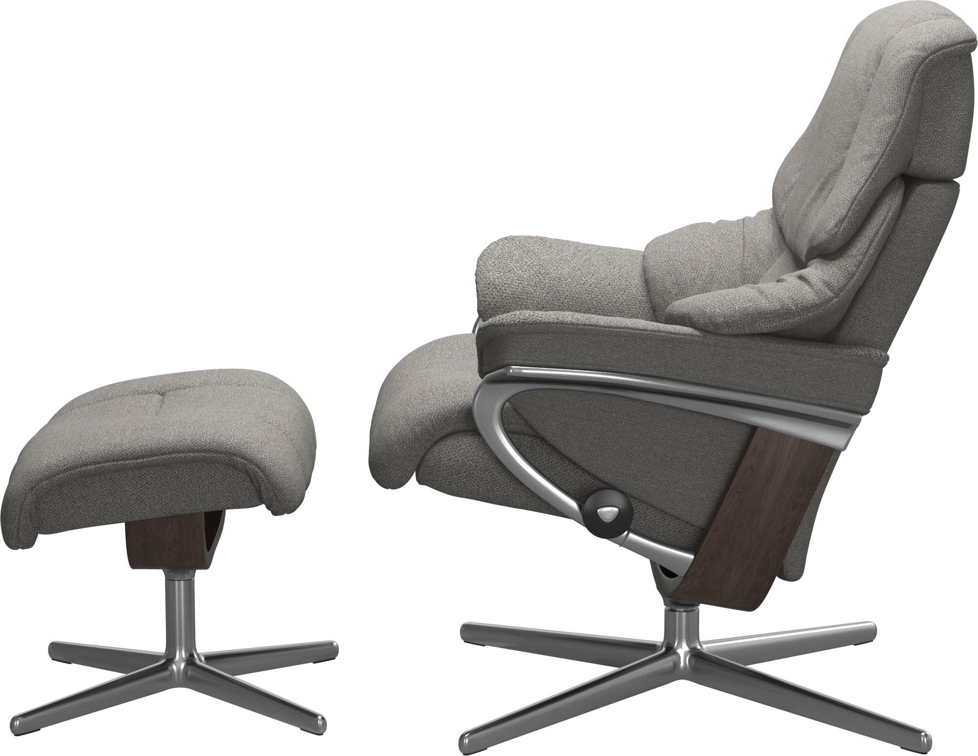 Stressless® Relaxsessel »Reno«, (Set, Relaxsessel mit Hocker), mit Hocker, mit Cross Base, Größe S, M & L, Holzakzent Wenge