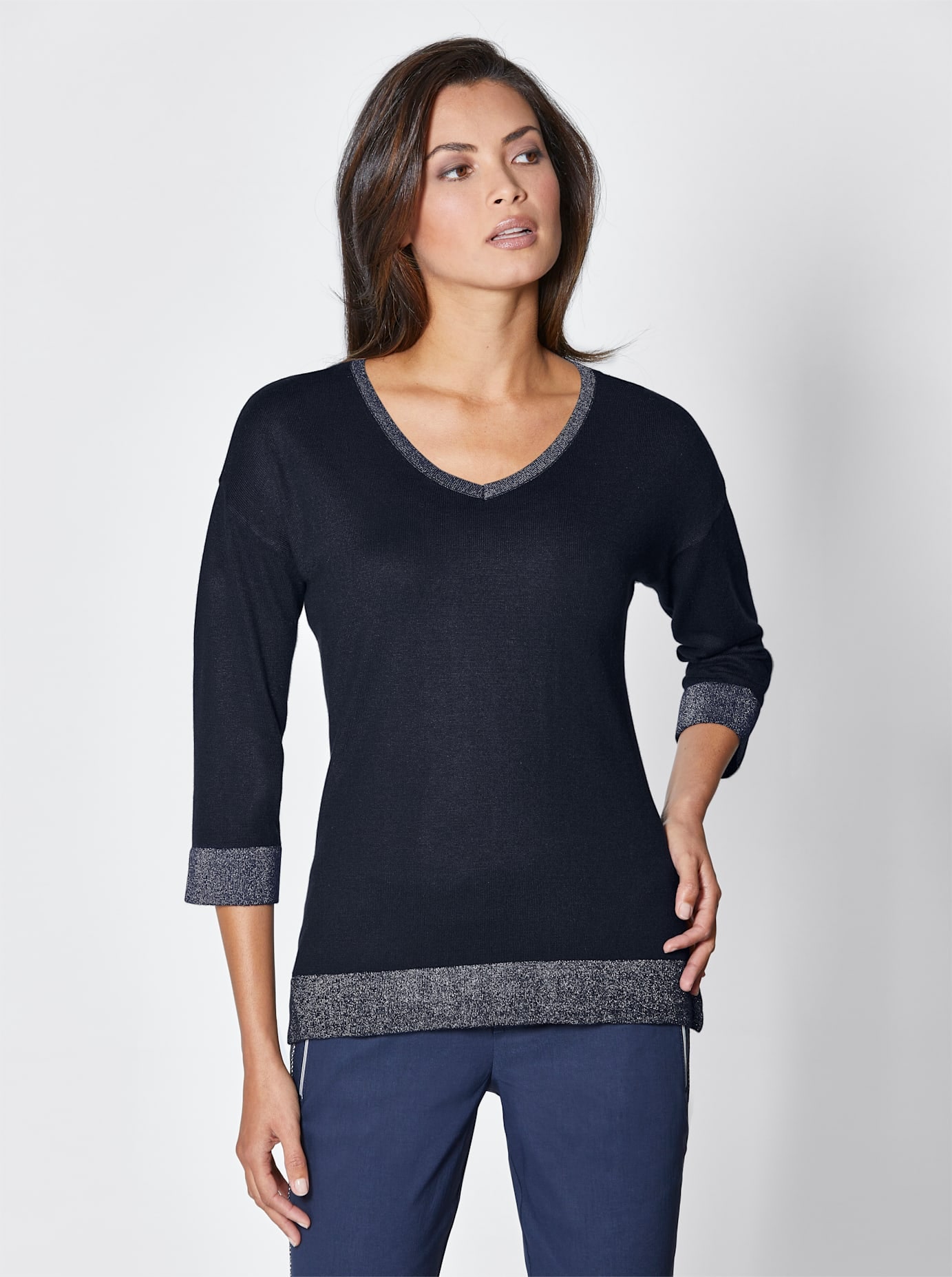 creation L V-Ausschnitt-Pullover »Viskose-Seiden-Pullover«