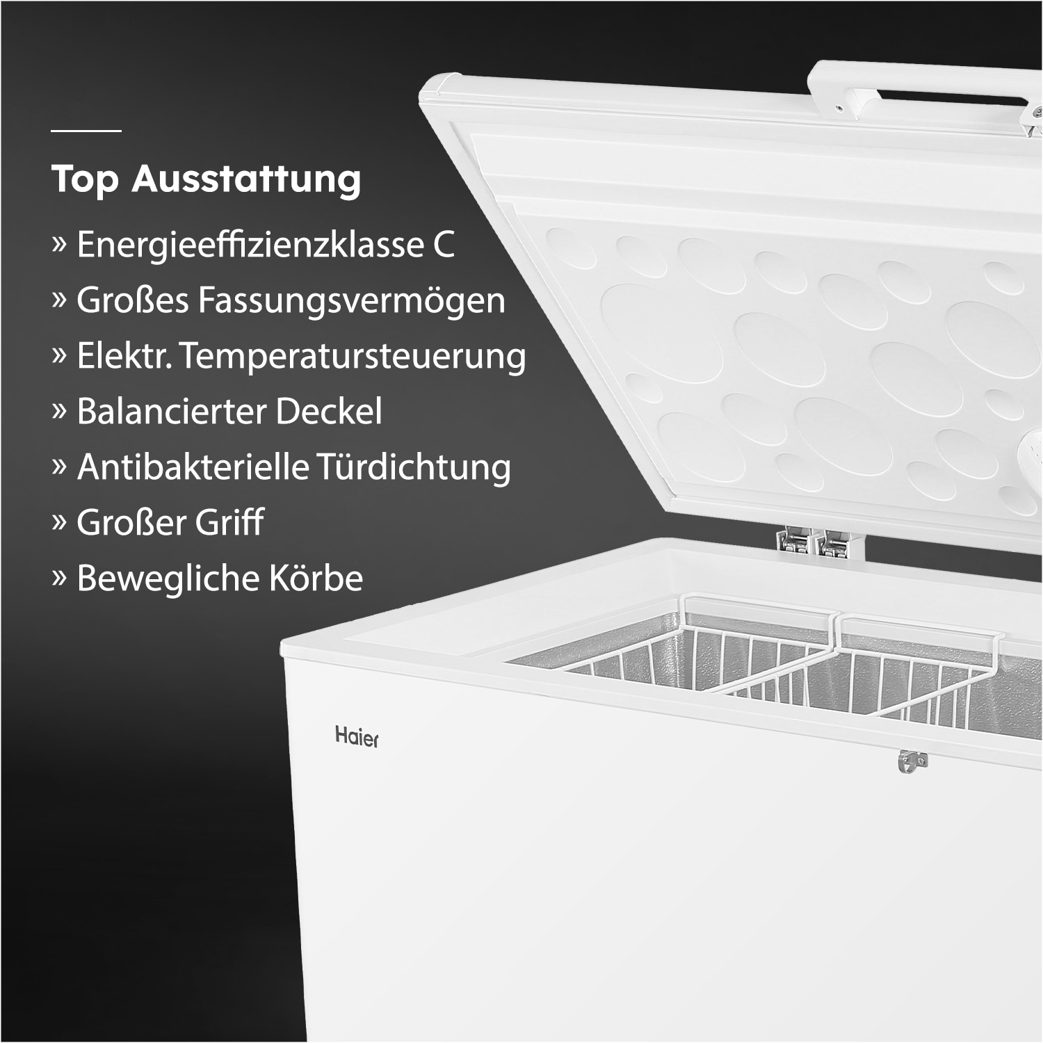 Haier Gefriertruhe »HCE321C« 84,5 cm hoch 141 cm breit Energieeffizienzklasse C (Skala A bis G)