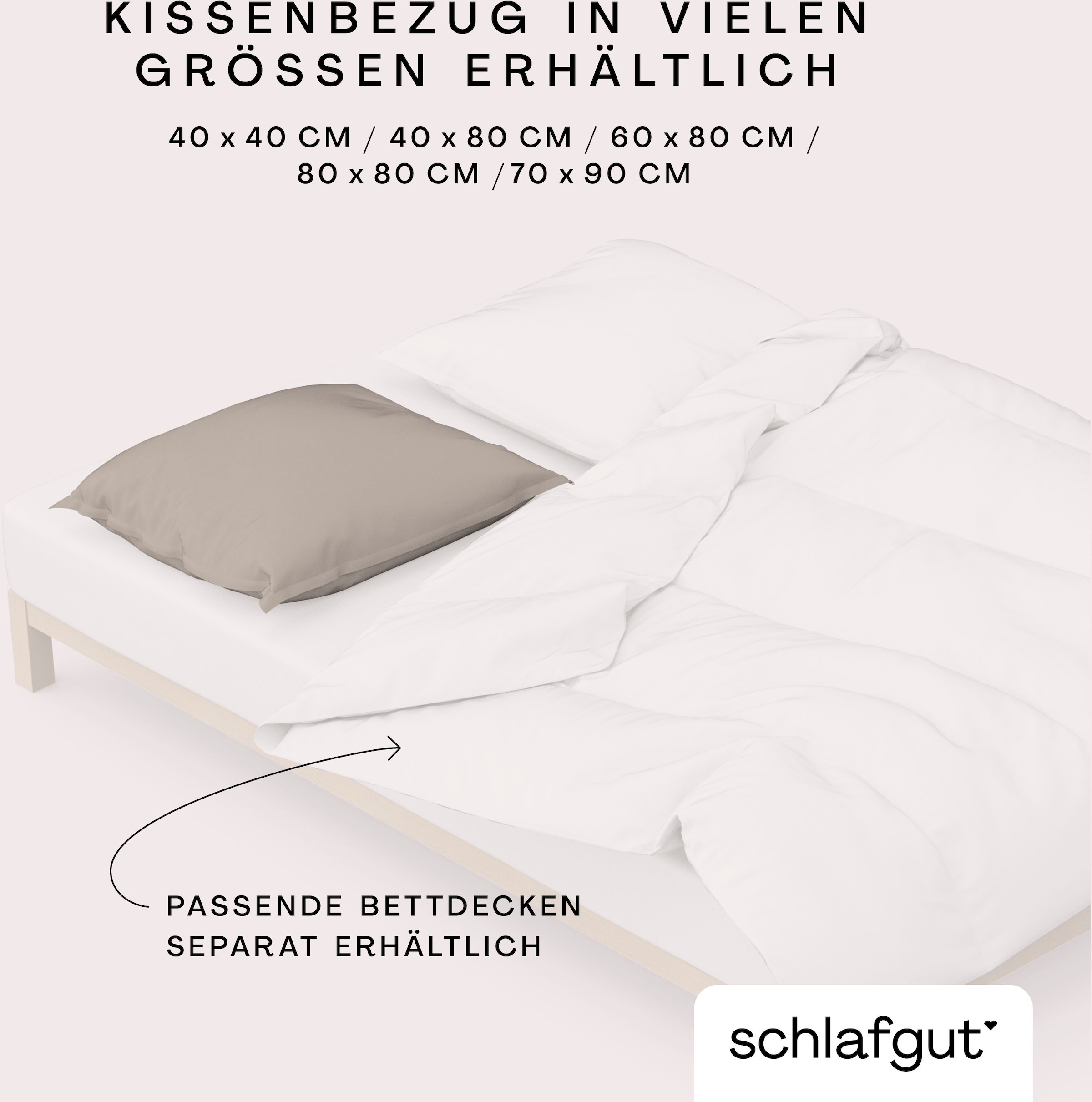 Schlafgut Kissenbezug »Woven Satin aus Mako-Baumwolle, langlebig, pflegeleicht, dicht gewebt«, (1 St.), Kissenhülle mit Reißverschluss, passender Bettbezug erhältlich