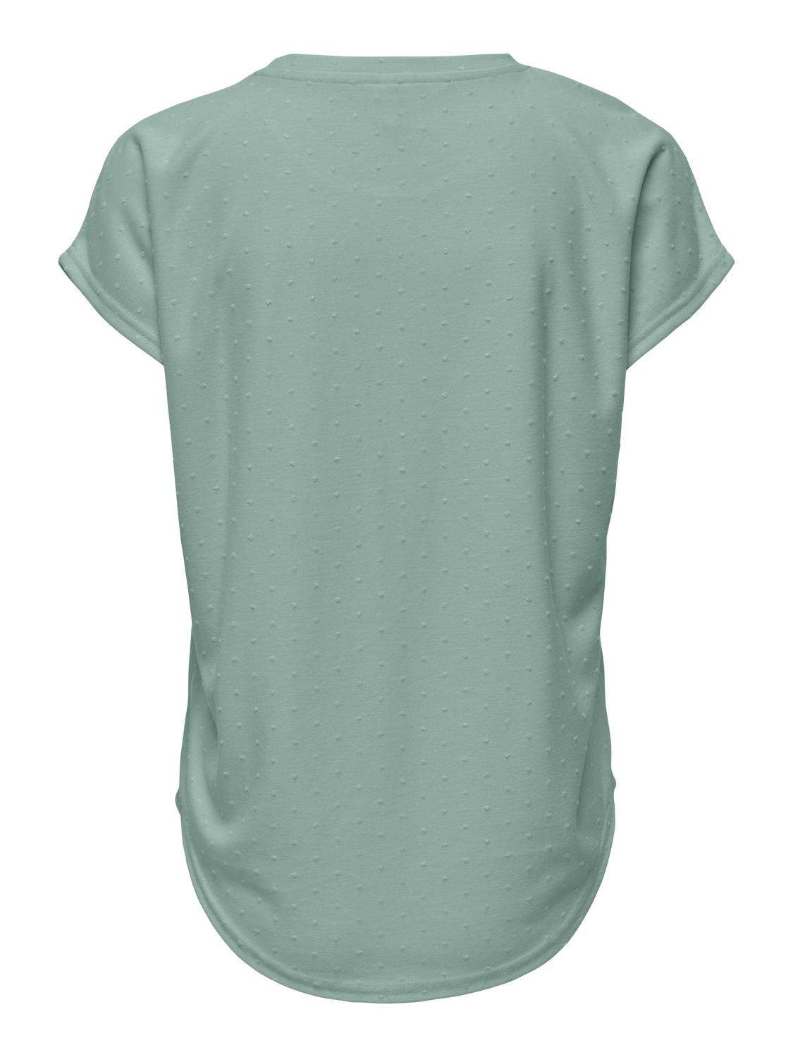 ONLY Kurzarmshirt »ONLMOLLY S/S O-NECK DOBBY TOP JRS« Materialmix, regular fit, Rundhals