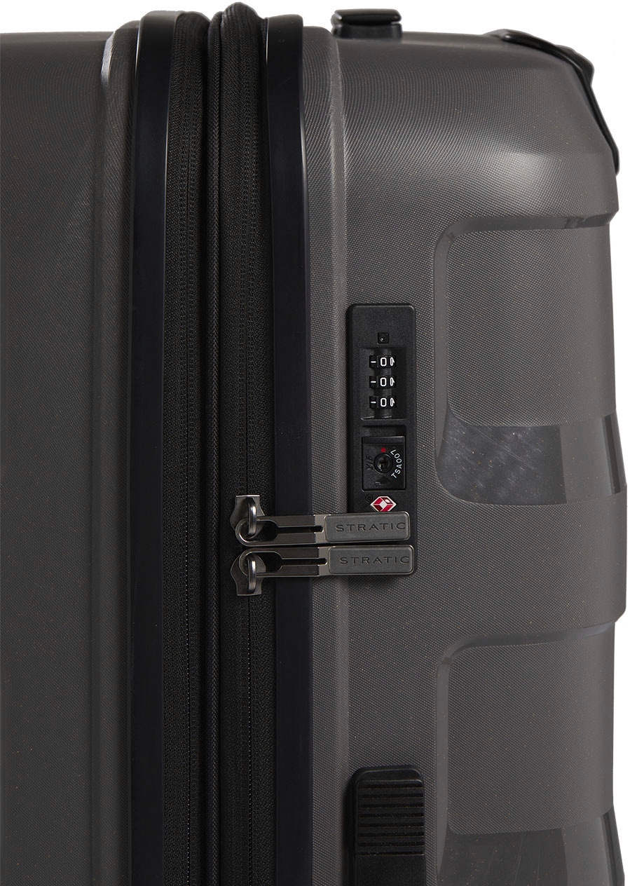 Stratic Hartschalen-Trolley »Straw + L, dark grey«, 4 Rollen, Reisekoffer großer Koffer Aufgabegepäck TSA-Zahlenschloss