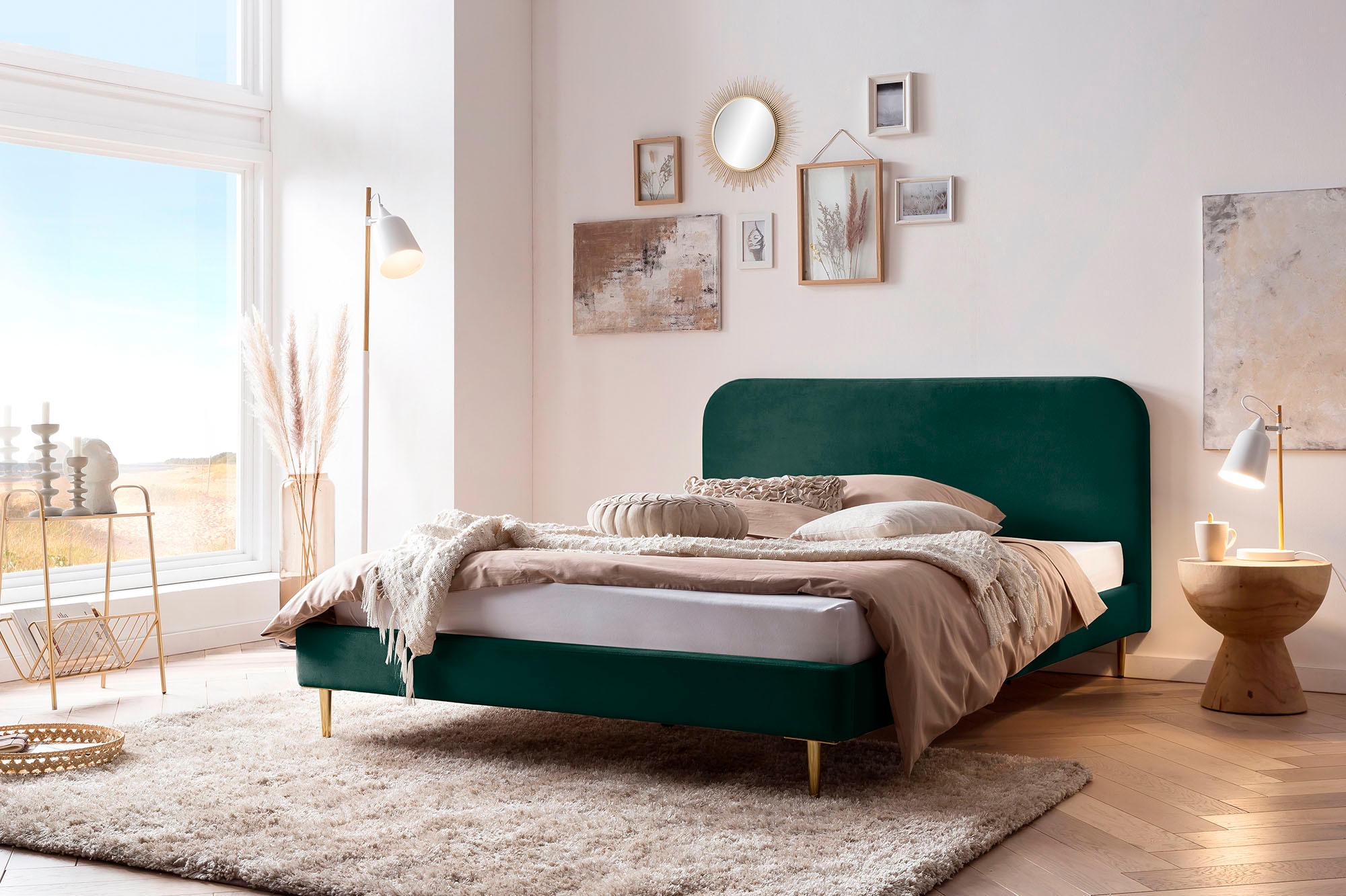 SalesFever Polsterbett, Beine Chrom goldfarben