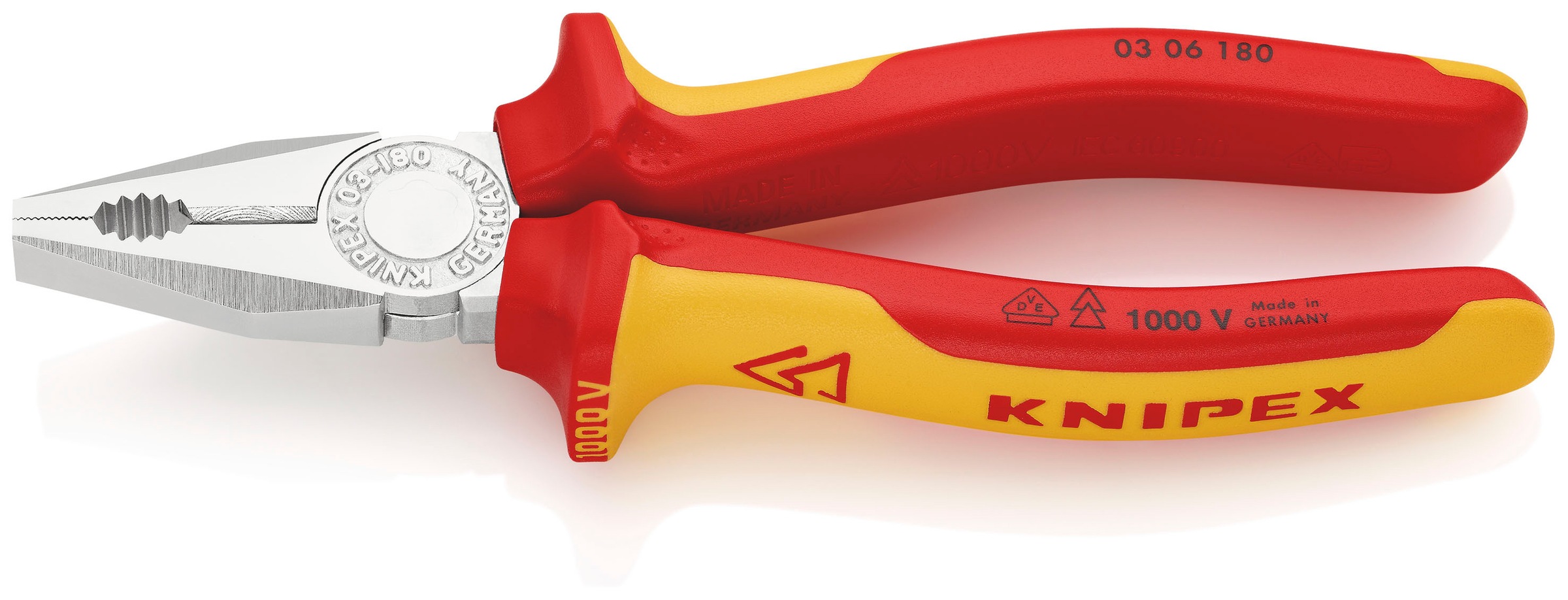 Knipex Kombizange »03 06 180«, (1 tlg.), verchromt, isoliert mit  Mehrkomponenten-Hüllen, VDE-geprüft 180 mm online kaufen | mit 3 Jahren XXL  Garantie