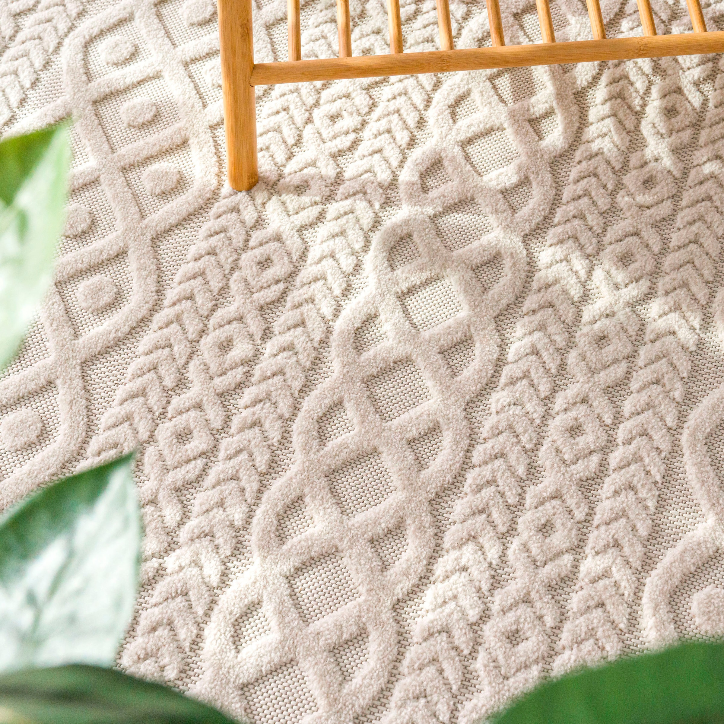 Paco Home Teppich »Cotton 231«, rechteckig, Uni-Farben, Hoch-Tief Effekt,  boho, In- und Outdoor geeignet | Kurzflor-Teppiche