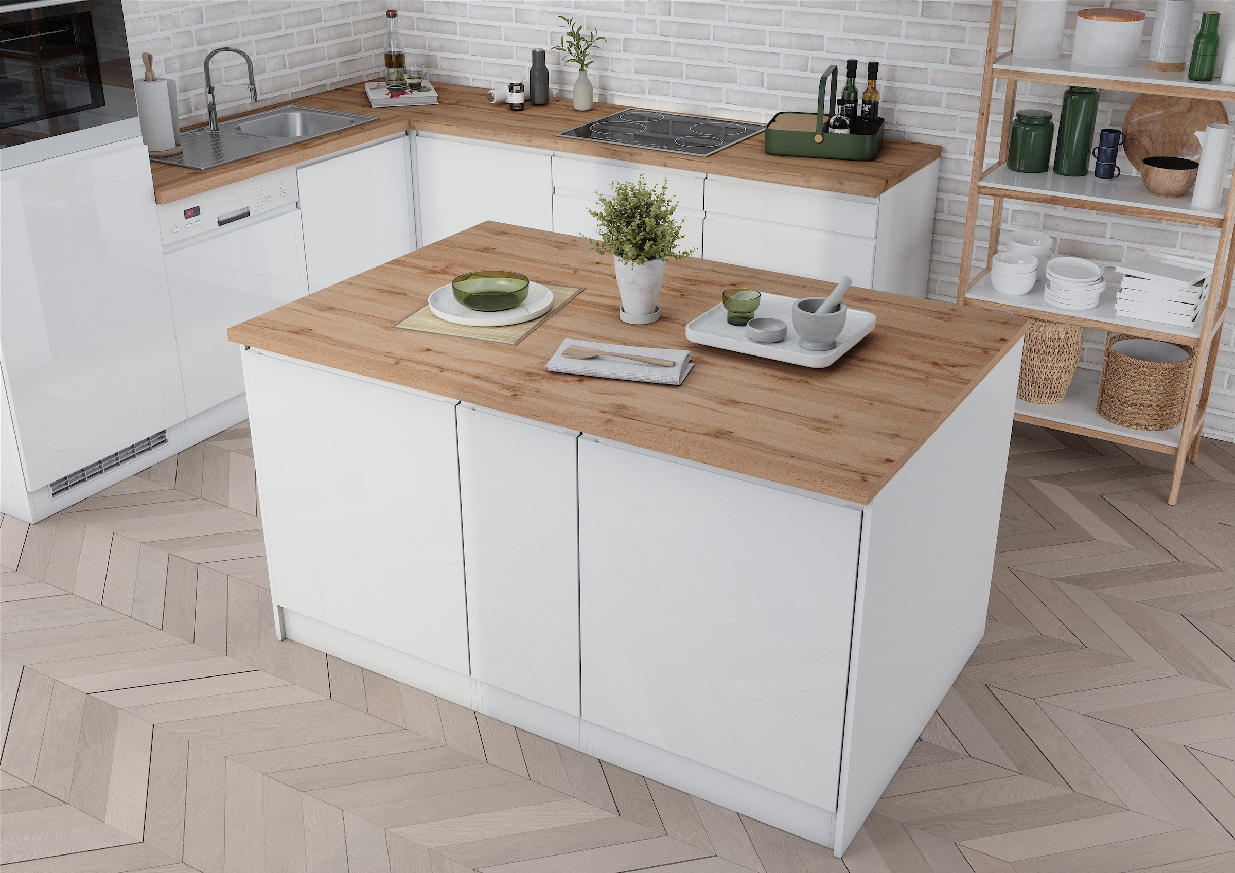 HELD MÖBEL Kücheninsel »Virginia«, Breite 153 cm, MDF-Fronten, Flaschenregal