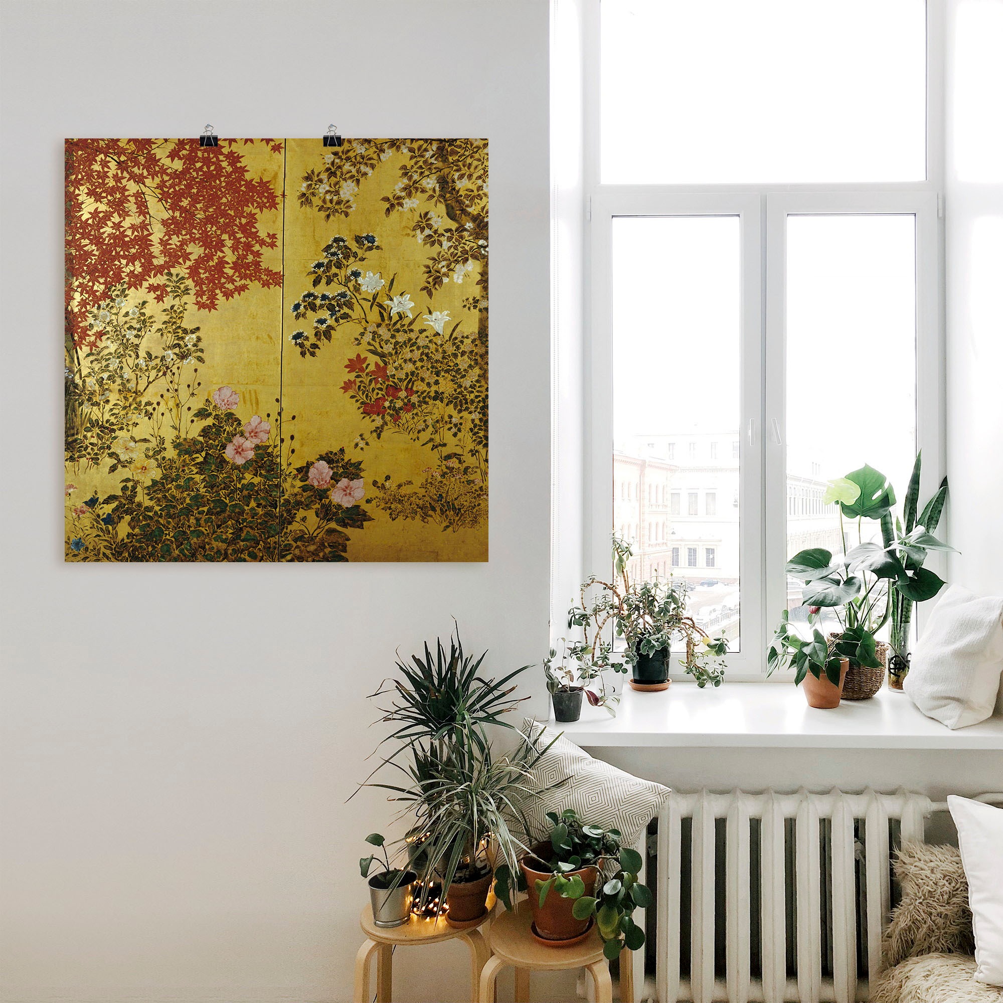 Artland Wandbild »Japanischer Wandschirm 18. Jahrhundert« Pflanzen 1 Stk. tlg. als Leinwandbild, Poster in verschied. Größen