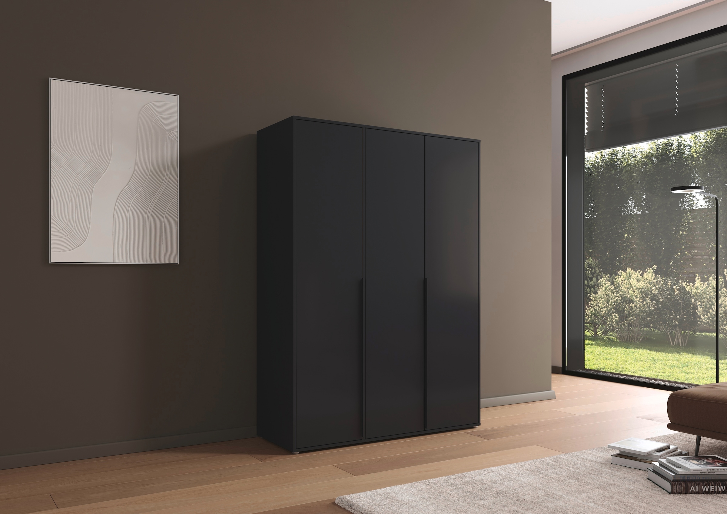 rauch Drehtürenschrank »Kleiderschrank Schrank Garderobe Wäscheschrank NAGATA viel Stauraum«, (in 3 verschiedenen Ausstattungen BASIC/CLASSIC/PREMIUM), mit modernen Stangengriffen in Graumetallic TOPSELLER MADE IN GERMANY