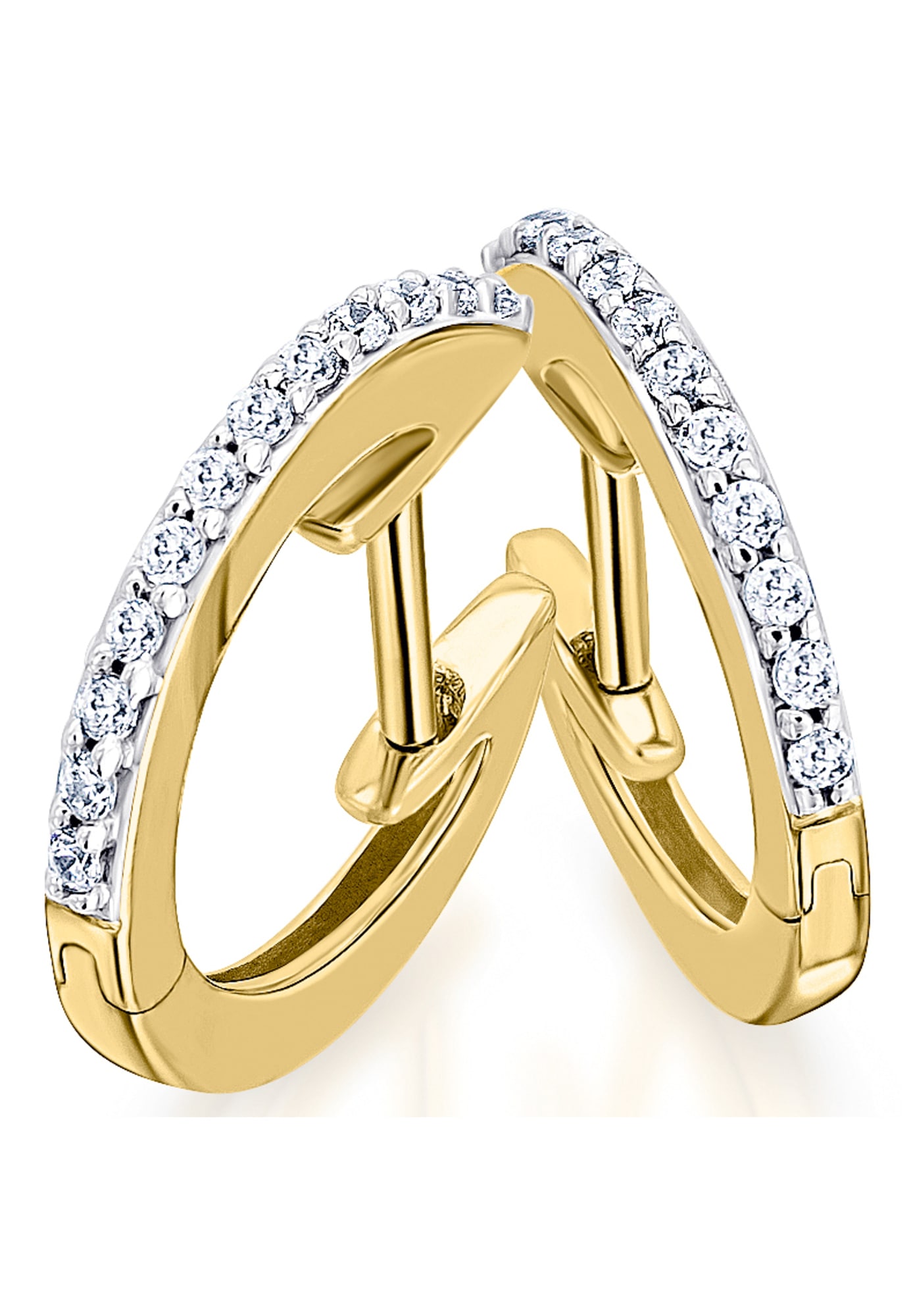 Paar Creolen »0,15 ct Diamant Brillant Ohrringe  Creolen aus 585 Gelbgold«