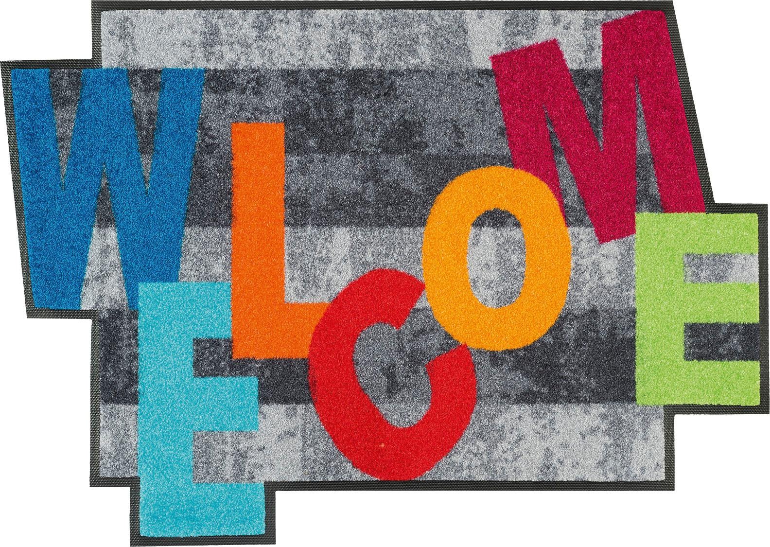 wash+dry by Kleen-Tex Teppich »Crazy Welcome«, rechteckig, 7 mm Höhe, mit Spruch, rutschhemmend, In- und Outdoor geeignet, waschbar