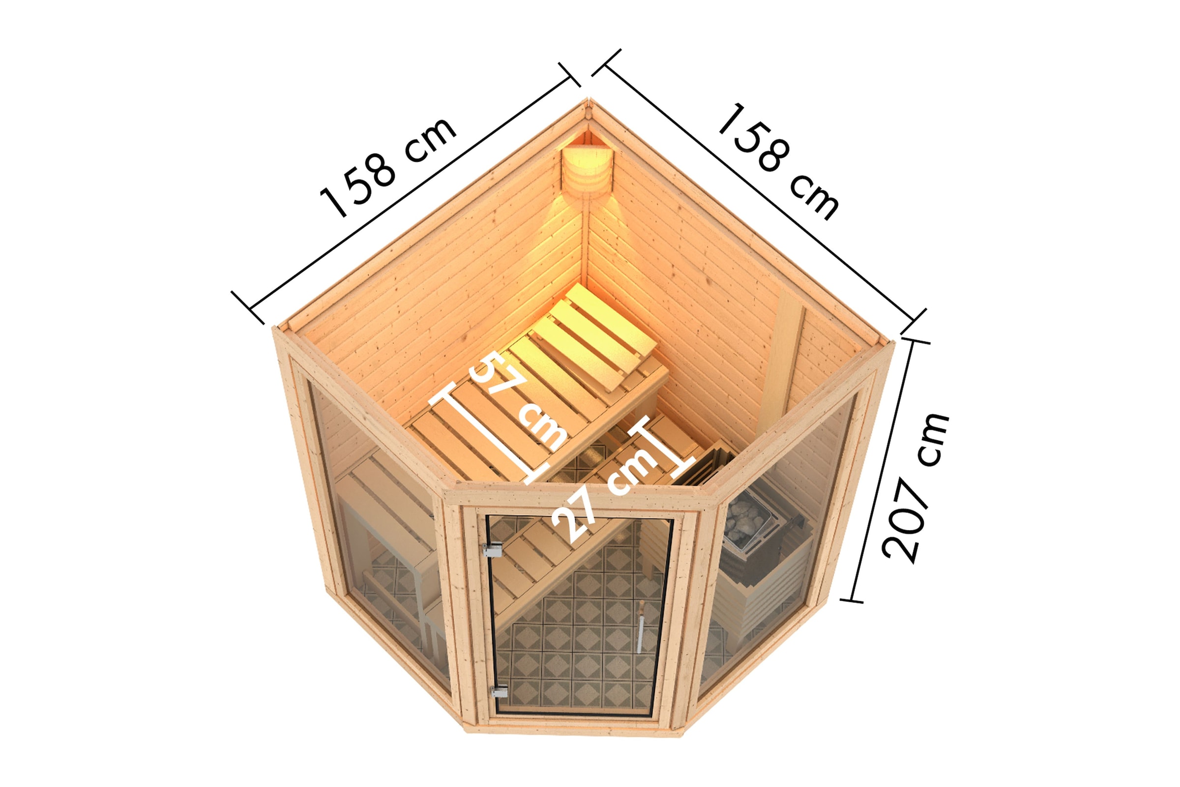 Karibu Sauna »"Yumi" naturbelassen« aus hochwertiger nordischer Fichte
