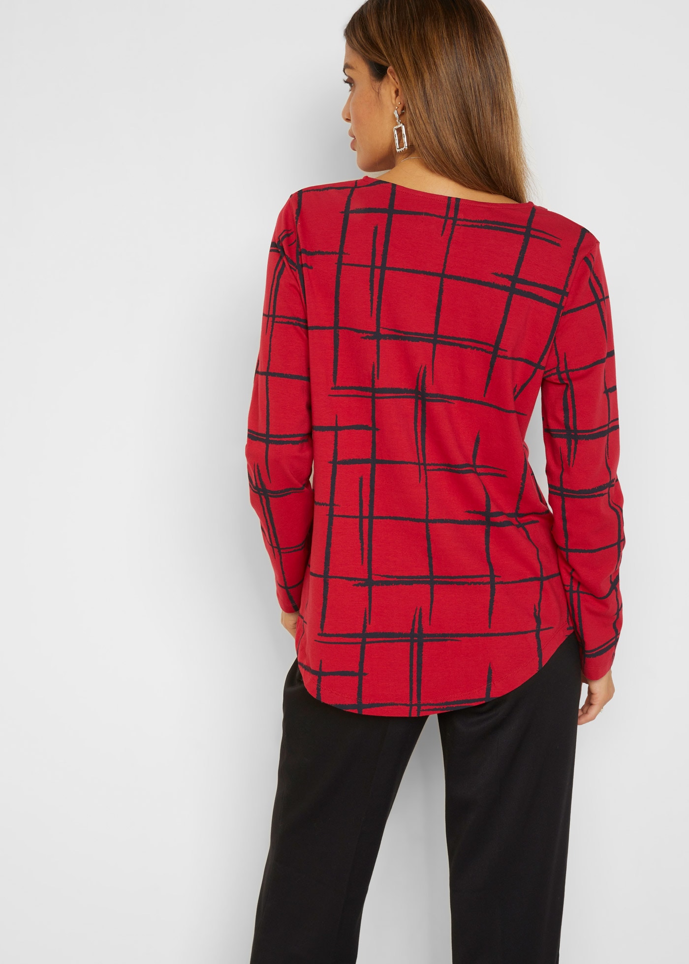 bonprix Blusenshirt figurumspielende Passform, Longshirt-Design, mit gerundetem Saum