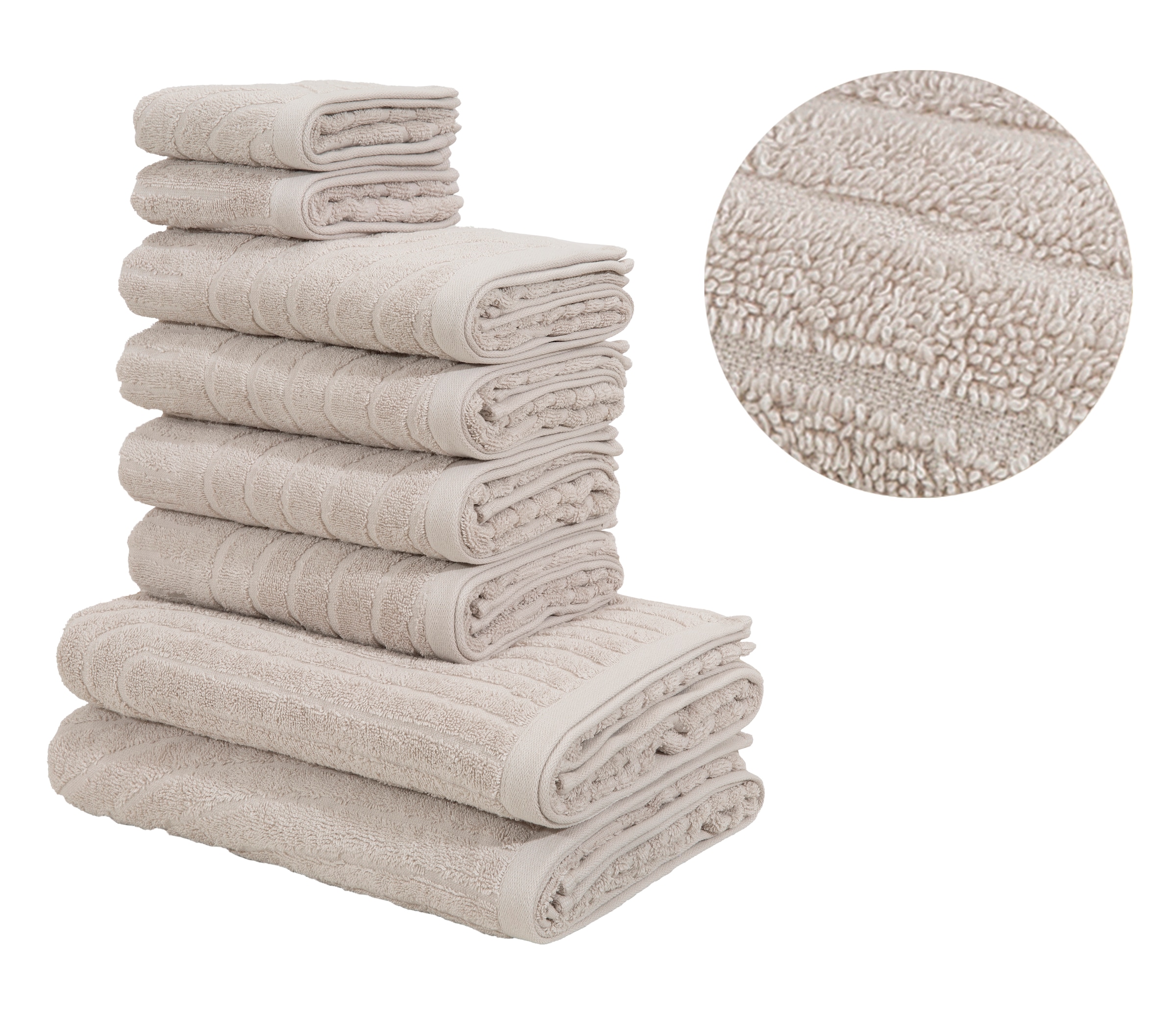 OTTO home Handtuch Set »Handtuchset Ognon, Duschtücher, Handtücher, Gästetücher, Zen« Set 8 Frottier mit Muster, Scandi, Boho, einfarbiges Handtuch-Set 100% Baumwolle