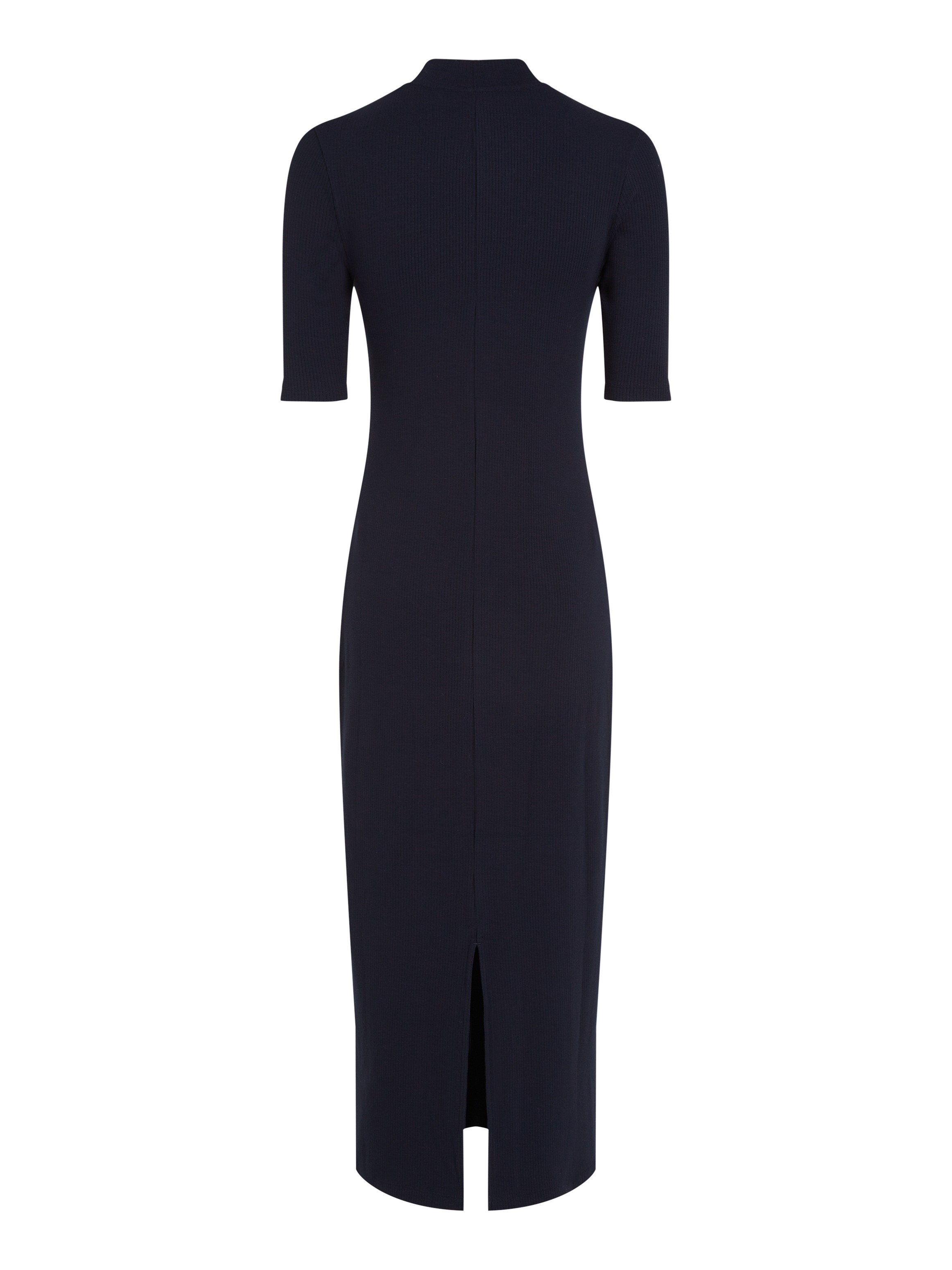 Tommy Hilfiger Midikleid »SLIM 5X2 RIB MIDI DRESS 1/2«, mit gerippter Struktur, Logostickerei
