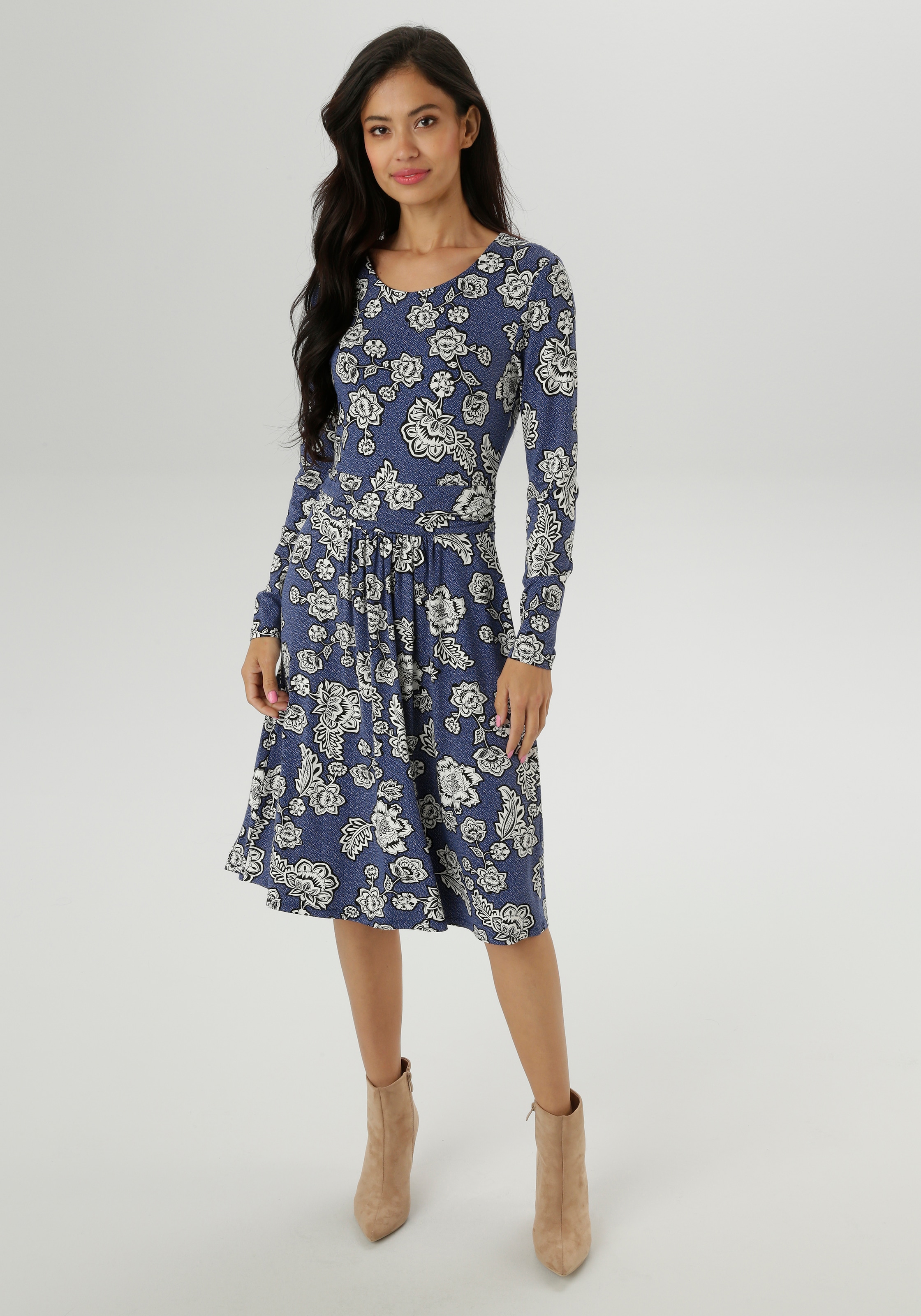 Aniston SELECTED Jerseykleid, mit abstrakter Blüten- und Blättermusterung - NEUE KOLLEKTION