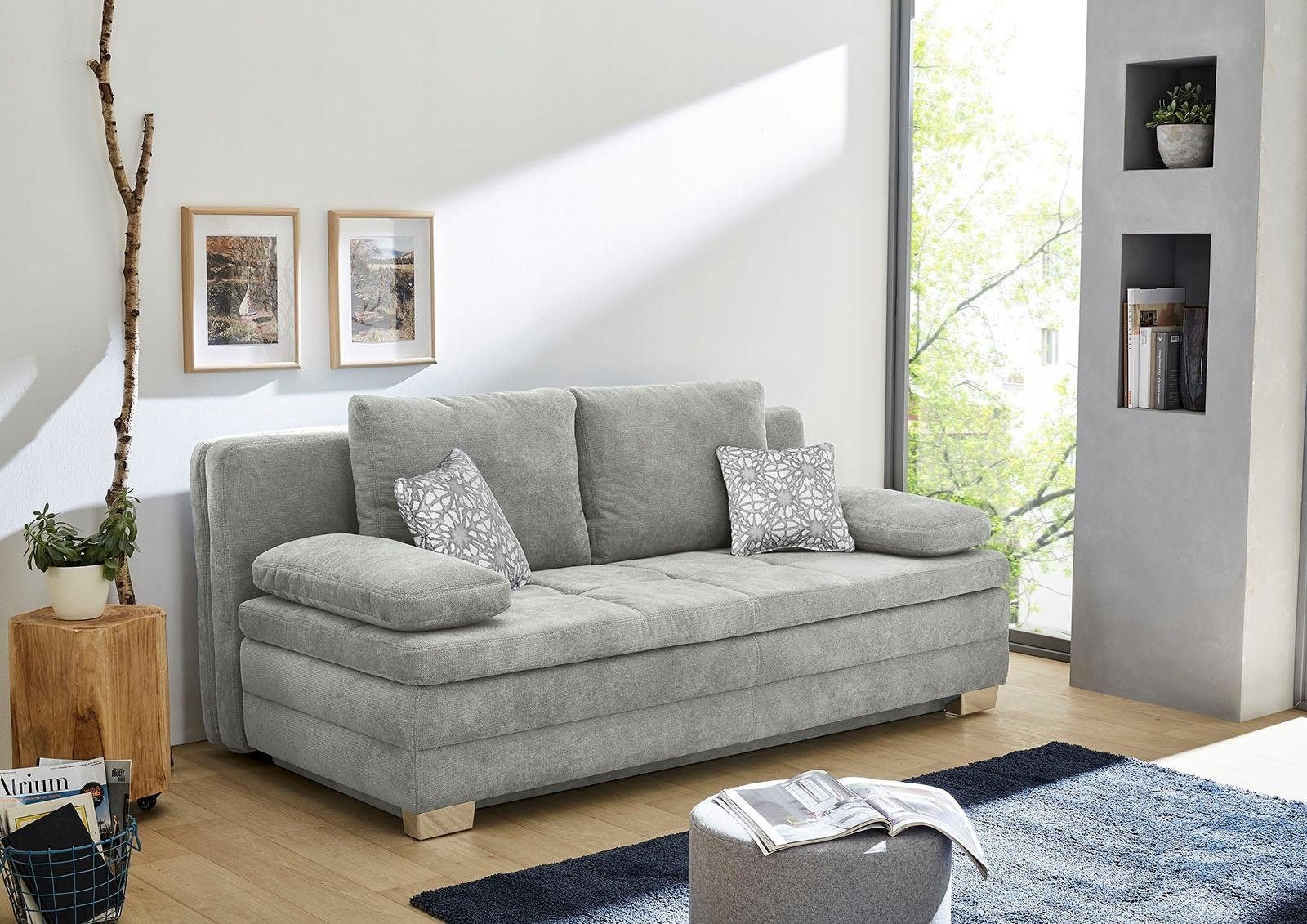 Jockenhöfer Gruppe Schlafsofa "Lincoln, B: 203 cm, Liegefl. 160x203 cm, Dauerschläfer" mit Schlaffunktion, Bettkasten, Kaltschaumtopper & 2 Zierkissen