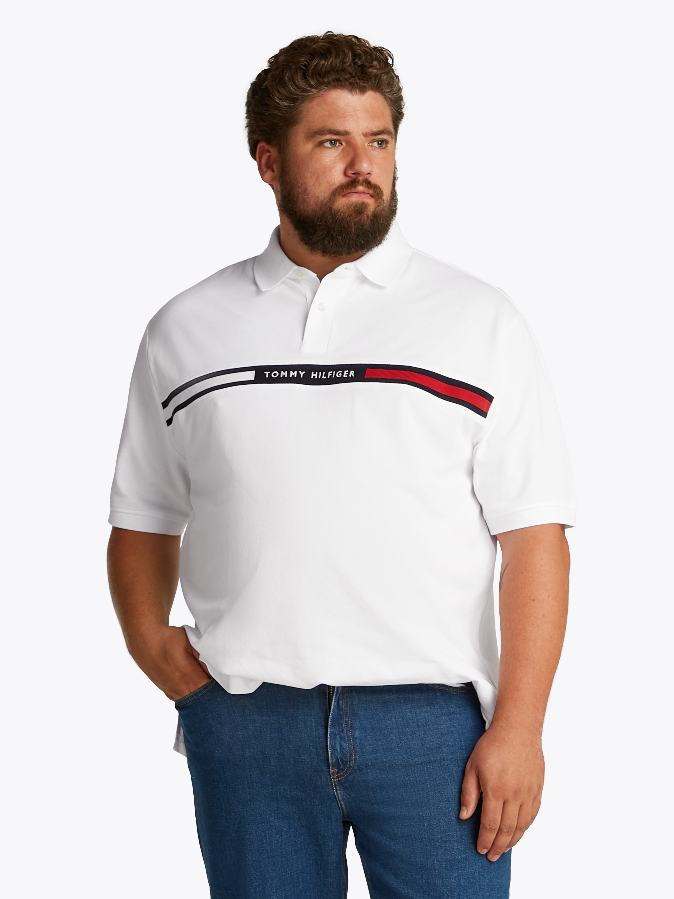 Tommy Hilfiger Big & Tall Poloshirt »BT-HILFIGER CHEST INSERT REG -B«, in Großen Größen, Logostickerei