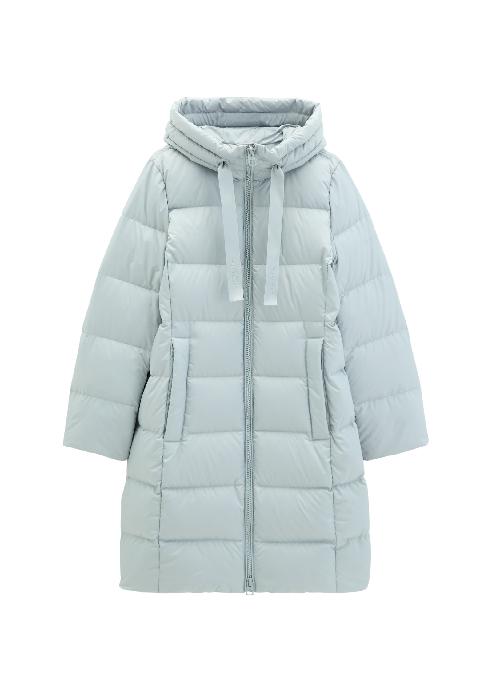Marc O'Polo Daunenmantel mit 2-Way-Zipper und Label-Band an der Kapuze