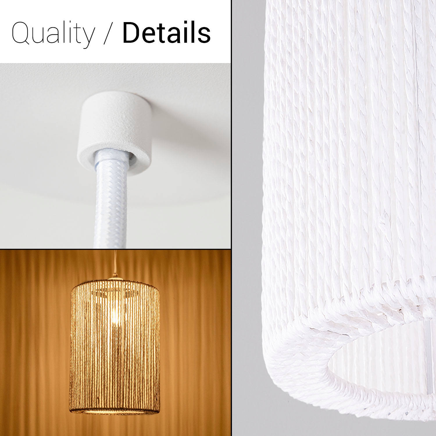 Paco Home Pendelleuchte »Hugo Ricarda« E27 Wohnzimmer Esszimmer Rattan Optik Boho Lampenschirm Papier Rund