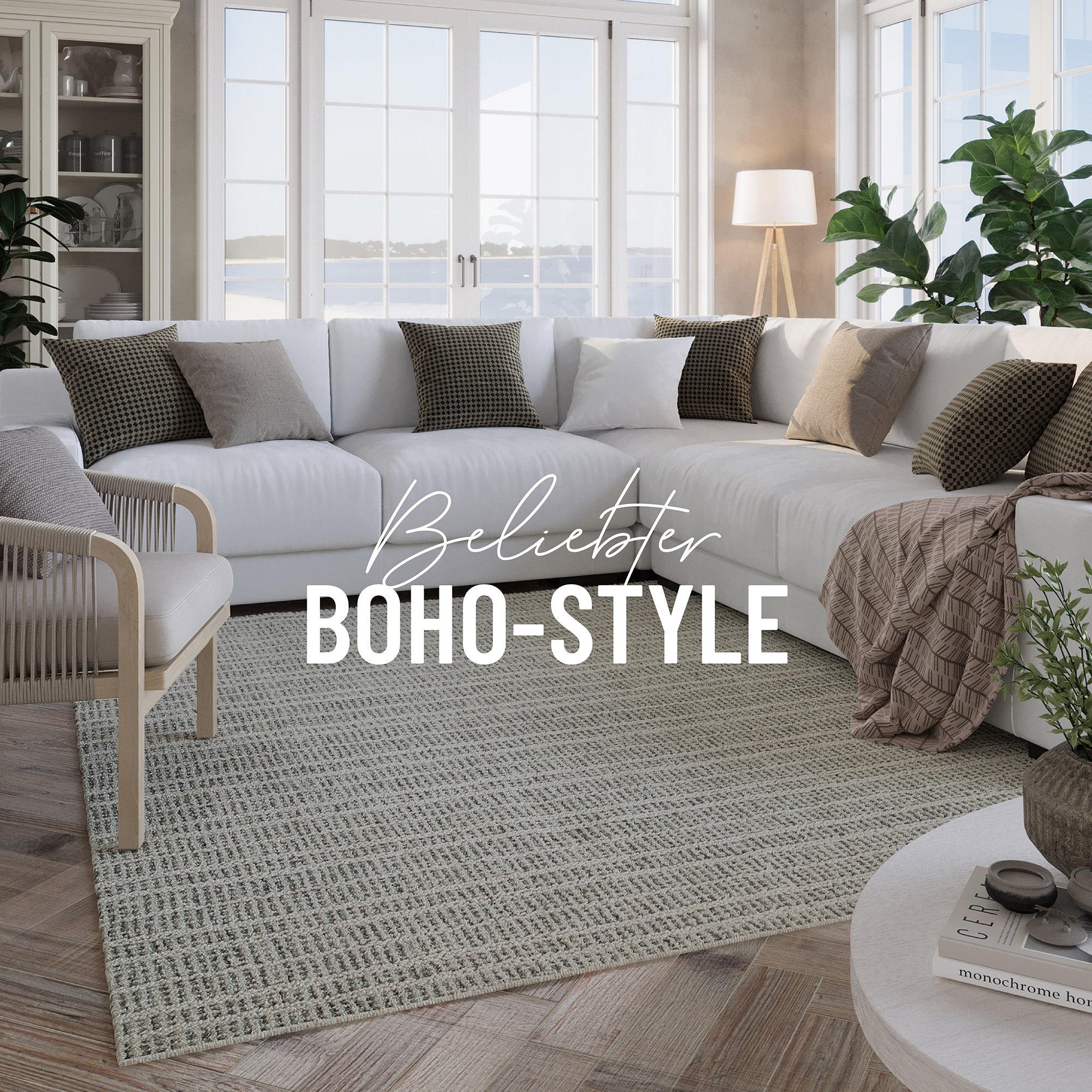 Wecon home Wollteppich »Hamptons FORTYFIVE«, rechteckig, 15 mm Höhe, Läufer, Schurwolle, Kurzflor, Wohn- & Schlafzimmer, elegant, Streifen