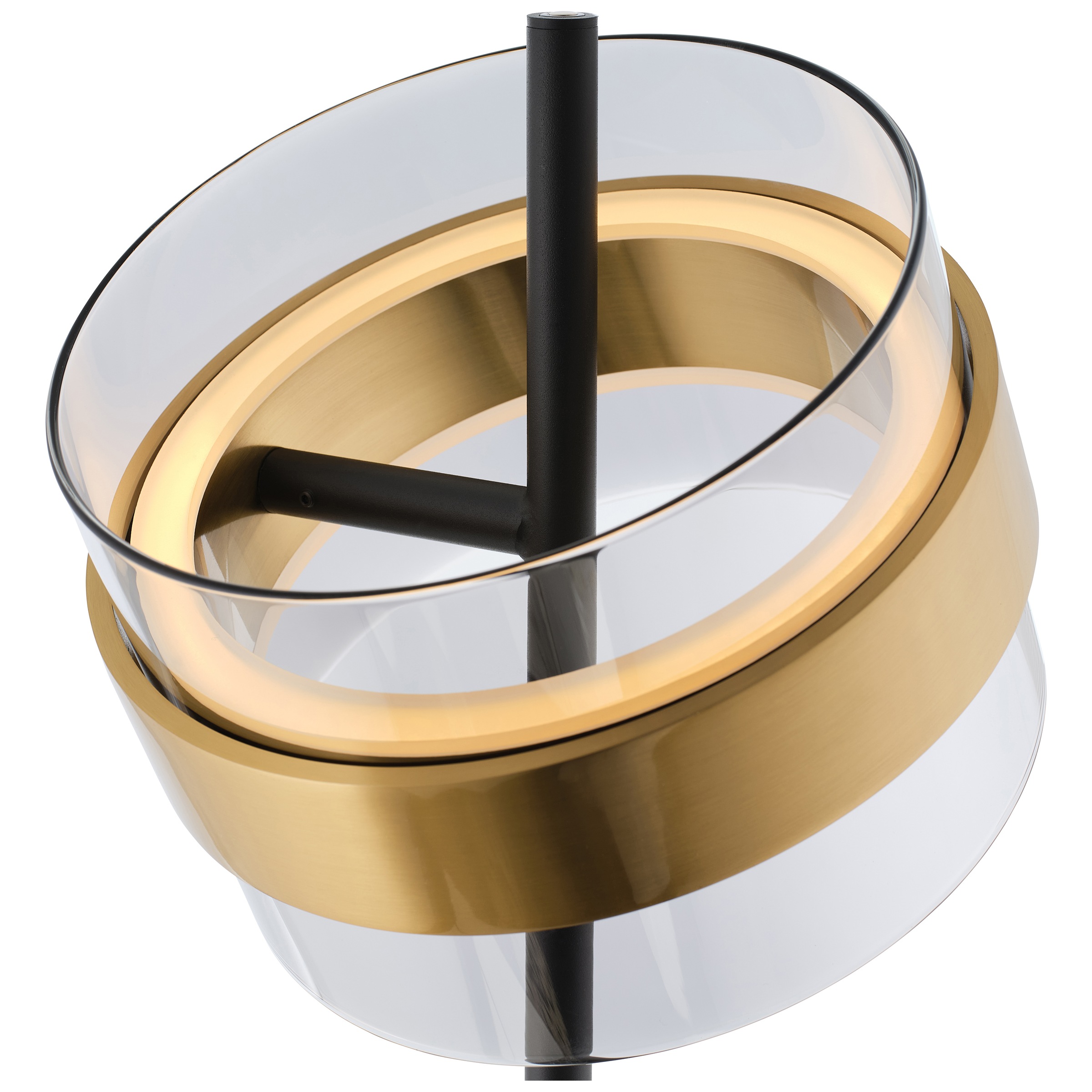 lumiCouture LED Stehlampe »Inside« LED-Modul 1 Stk. Warmweiß Ø 30 cm x 146 cm, 2000 lm 2700 K, Metall/Glas, messingfarben/rauchglas