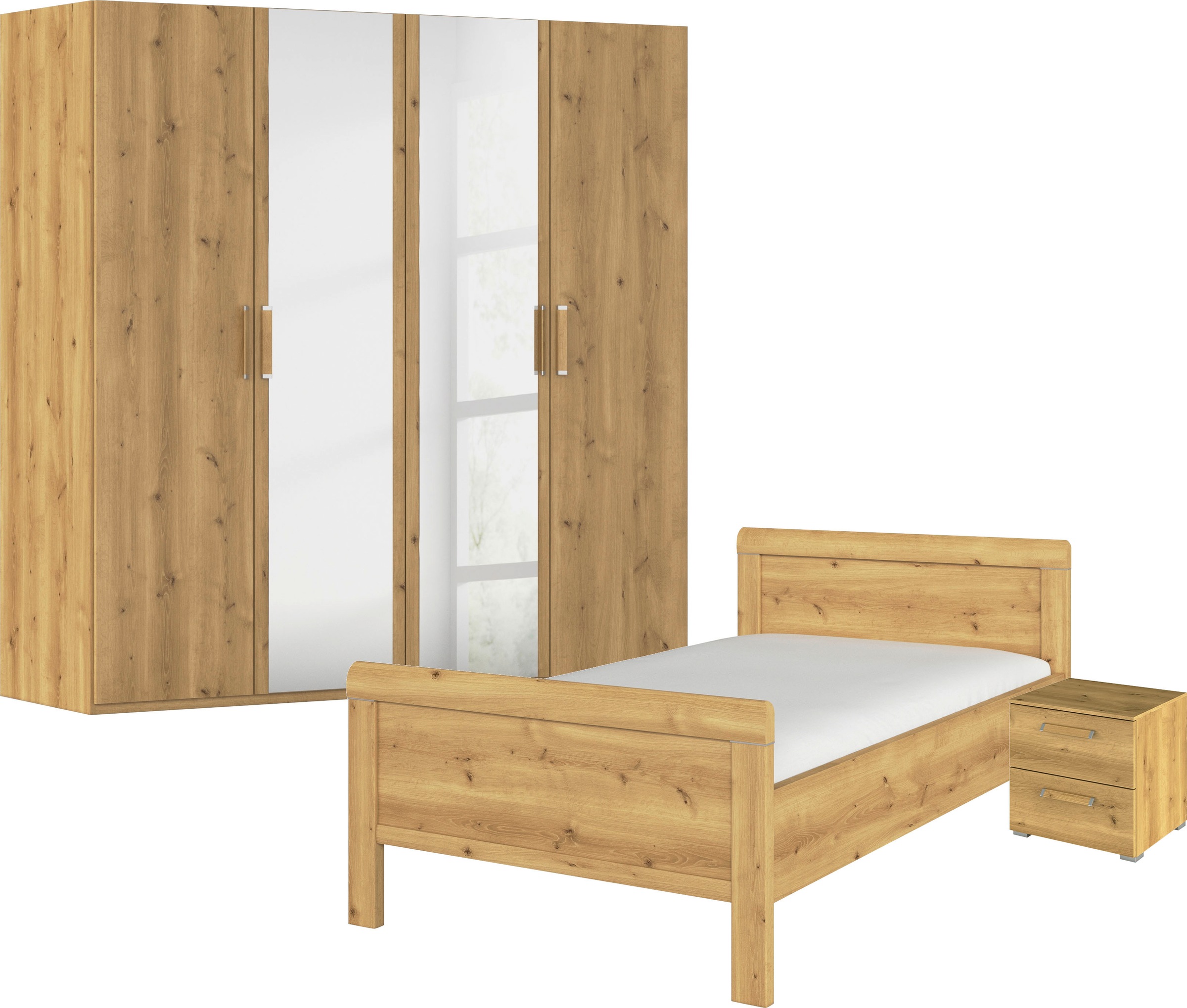 rauch Schlafzimmer-Set »Komplettschlafzimmer Schlafzimmer EVELYN«, (Set, 3 tlg.), Schrank und Bett in 2 Breiten, Nachttisch 2 Schubladen MADE IN GERMANY