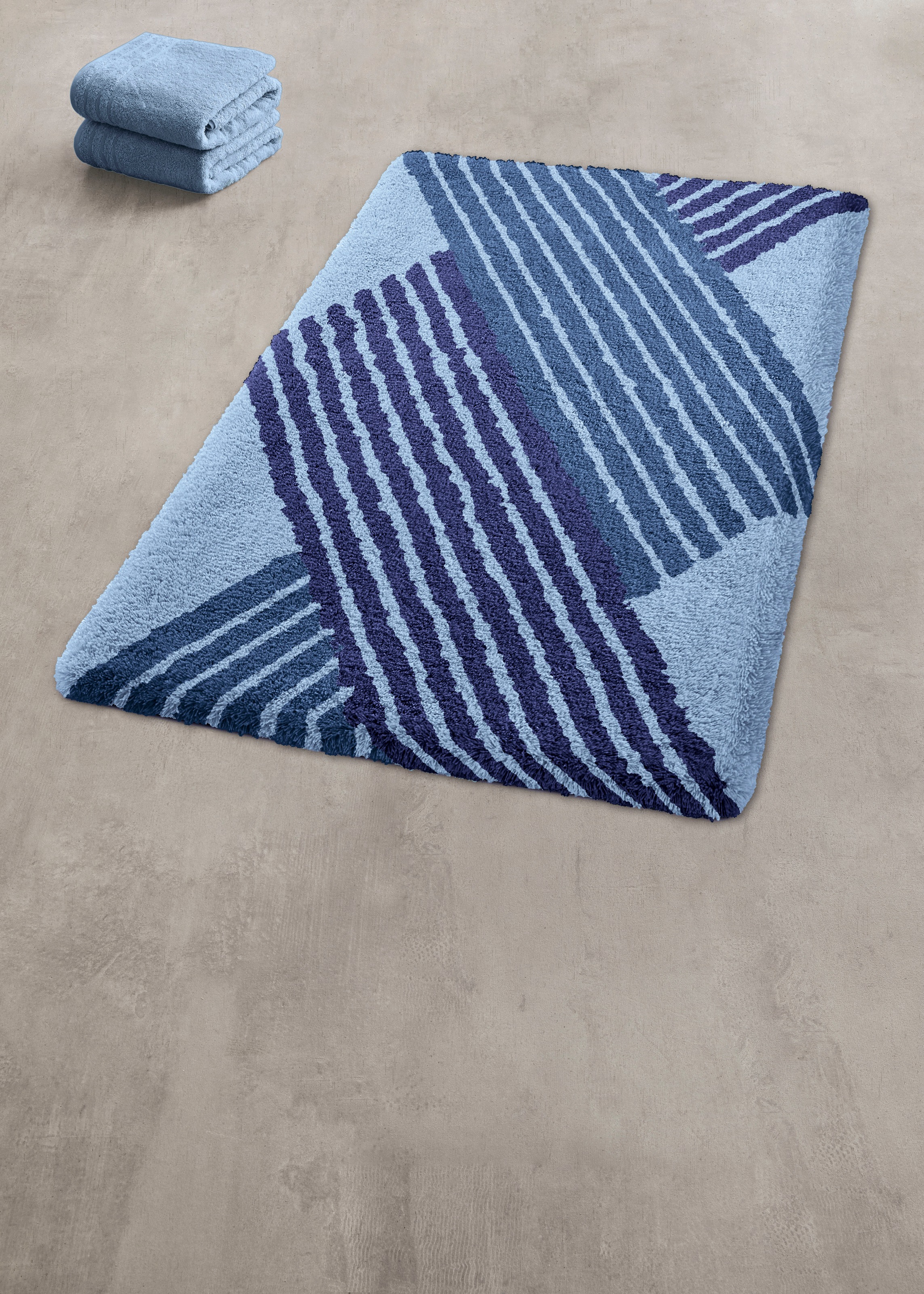 Kleine Wolke Badematte »Cross«, rutschhemmend beschichtet, fußbodenheizungsgeeignet, Badteppich, modernes Design