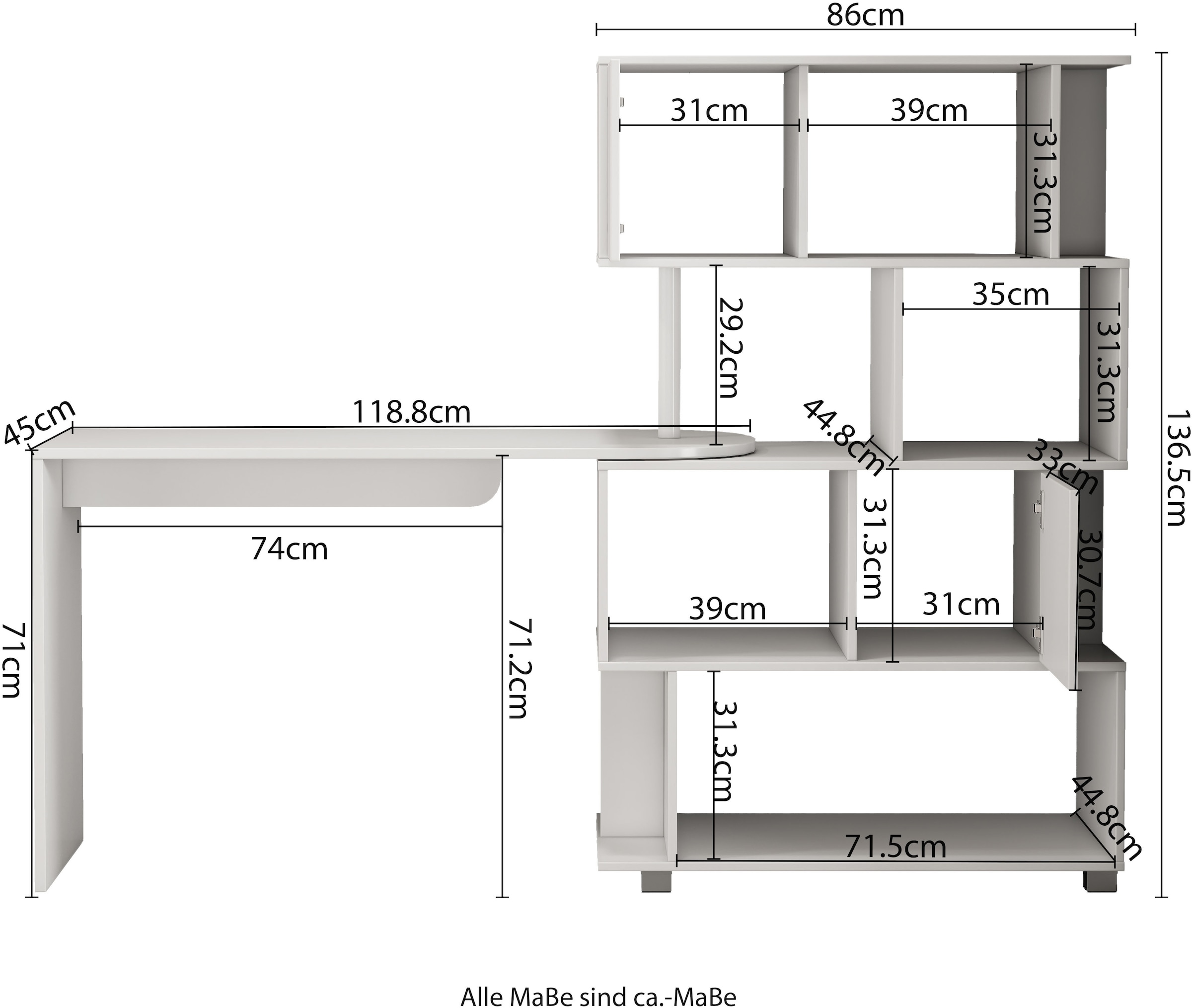OTTO home Schreibtisch »Inovo« Set,  als Eckschreibtisch oder Schreibtisch nutzbar, viel Stauraum