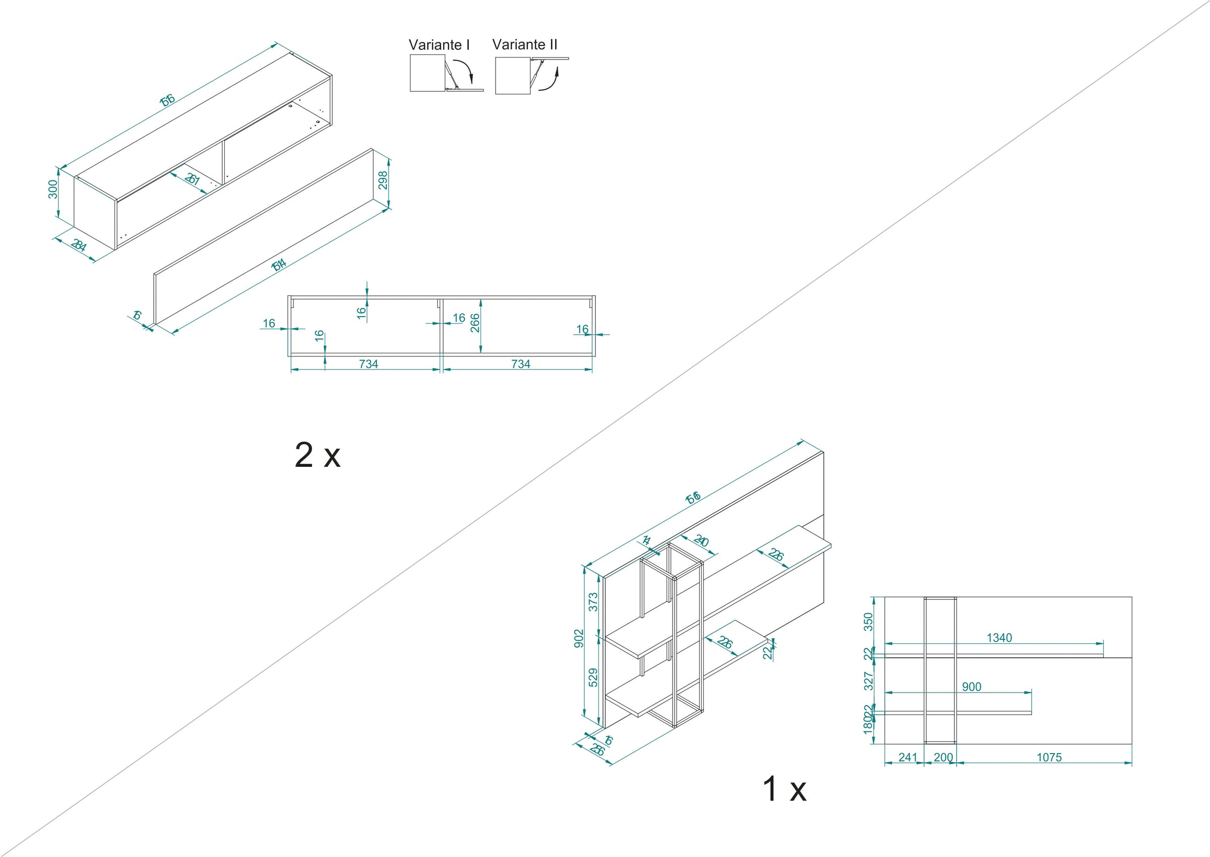 INOSIGN Wohnwand »LARGO«, (Set, 3 St.), Klappen mit Push to open-Funktion