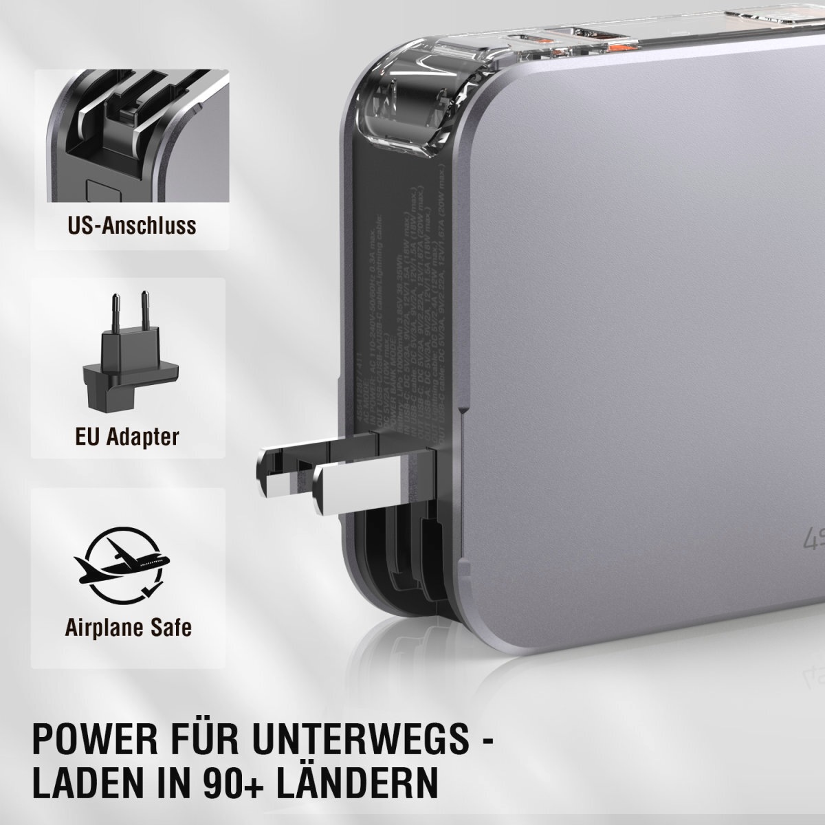 4smarts Powerbank »3in1 Hybrid Charger Lucid, Powerbank integrierten Kabeln«, 4smarts 3in1 Hybrid Charger Lucid, Powerbank inkl. Kabeln