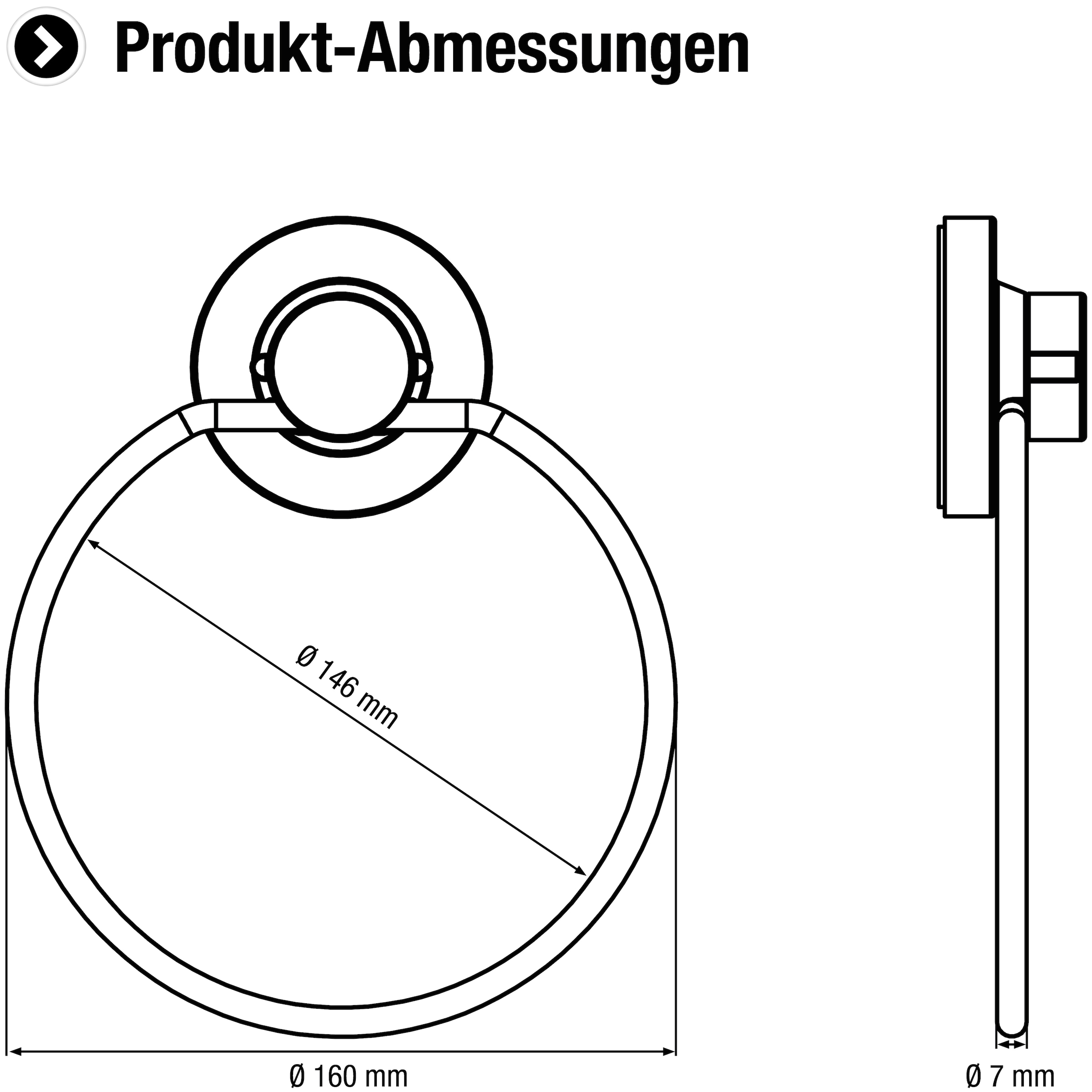 CORNAT Handtuchring mit 3 verschiedenen Befestigungsoptionen