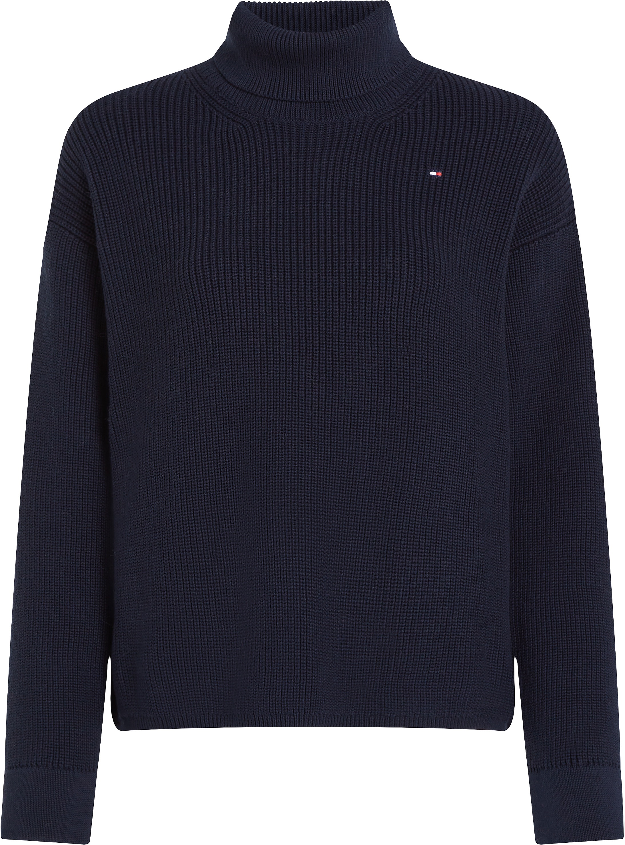 Tommy Hilfiger Strickpullover »CO CARDI STITCH ROLL-NK SWEATER«, mit Rollkragen